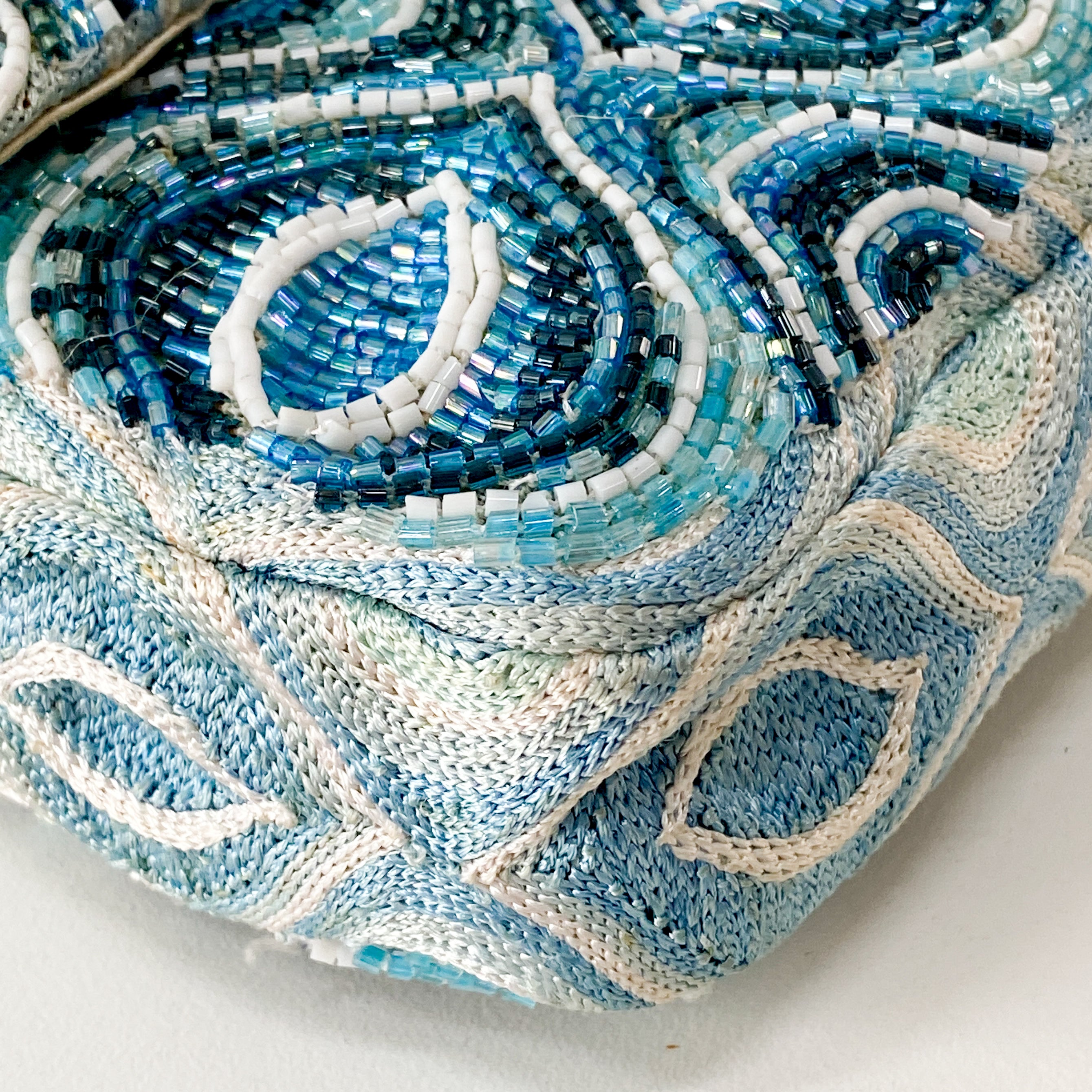 Baguette Light Blue Embroidered Beads Shoulder Bag