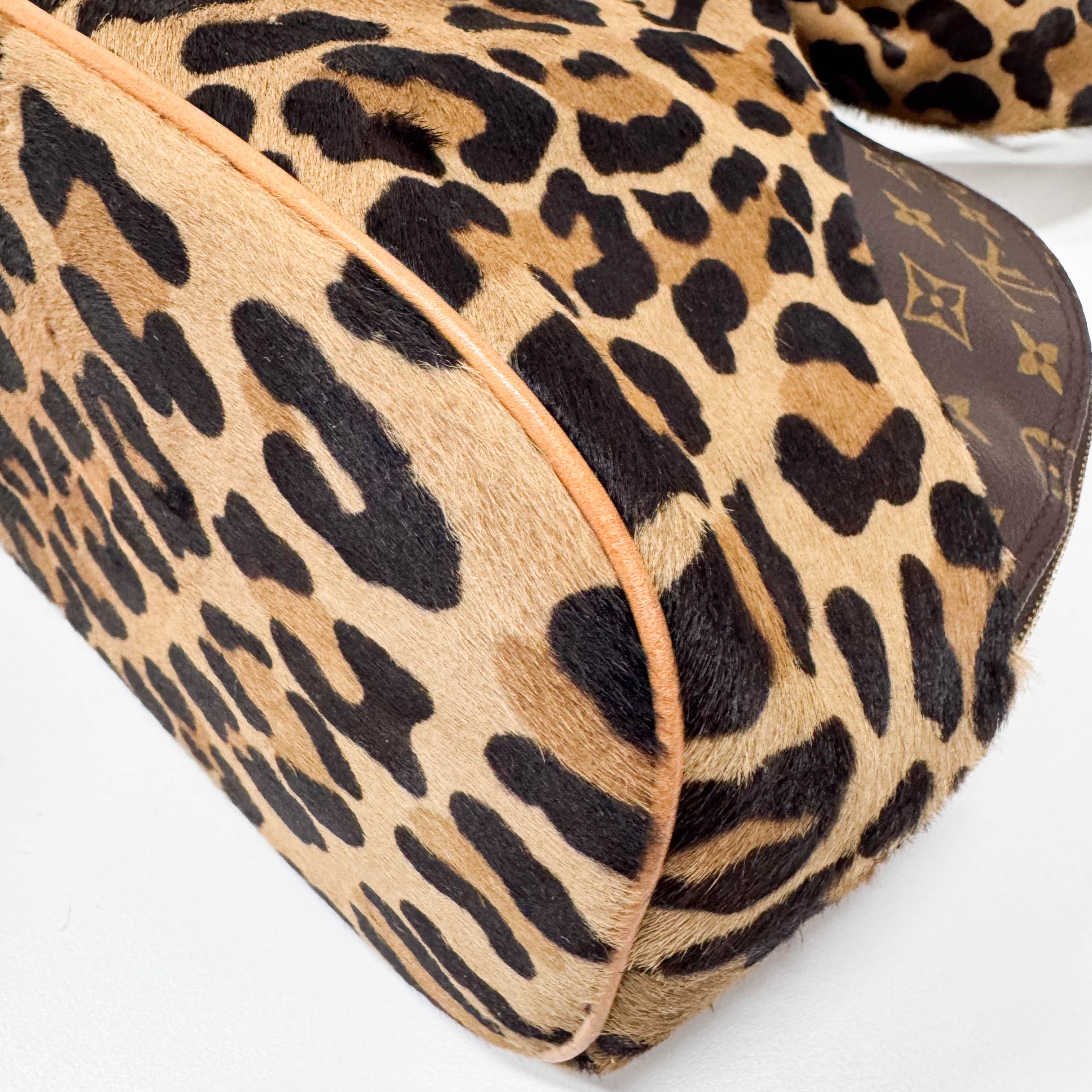 Monogram Leopard Print Pony Hair & Coated Canvas Shoulder Bag