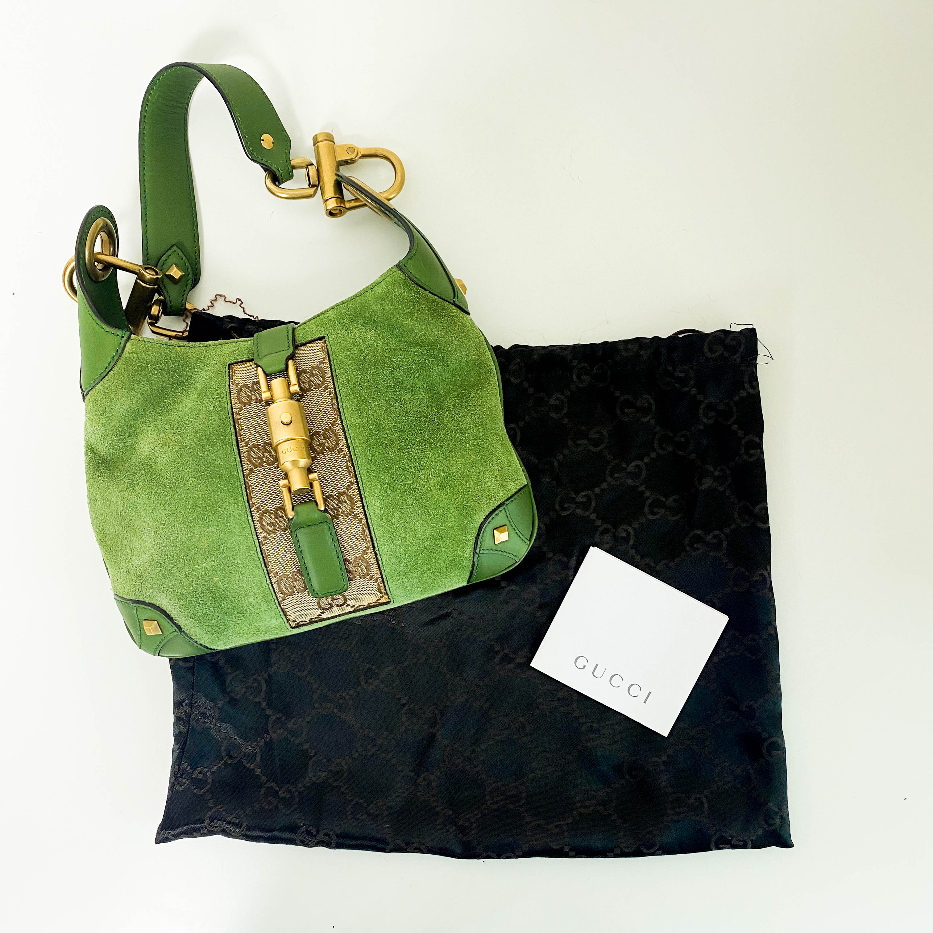 New Jackie Green Suede Shoulder Bag