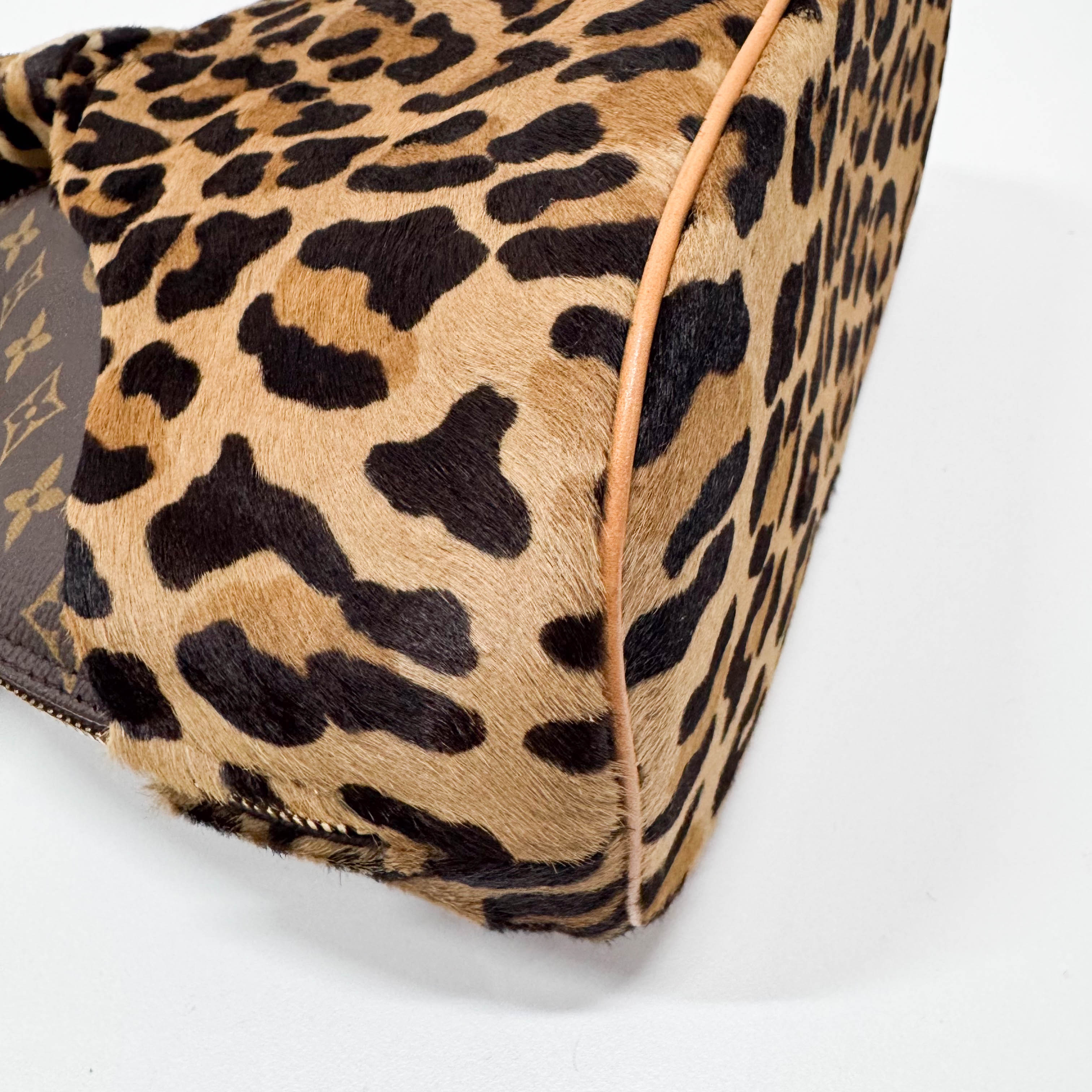 Monogram Leopard Print Pony Hair & Coated Canvas Shoulder Bag