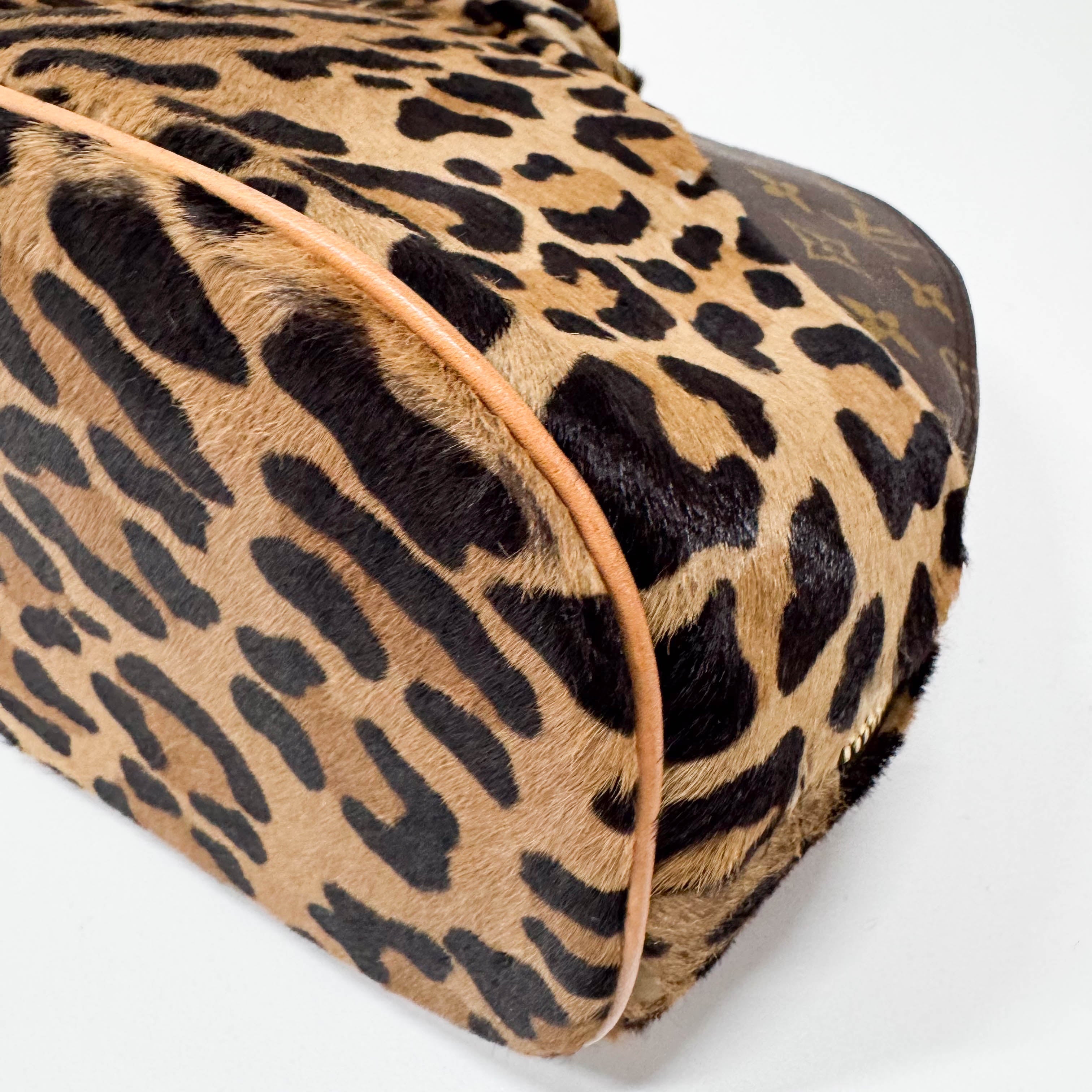 Monogram Leopard Print Pony Hair & Coated Canvas Shoulder Bag