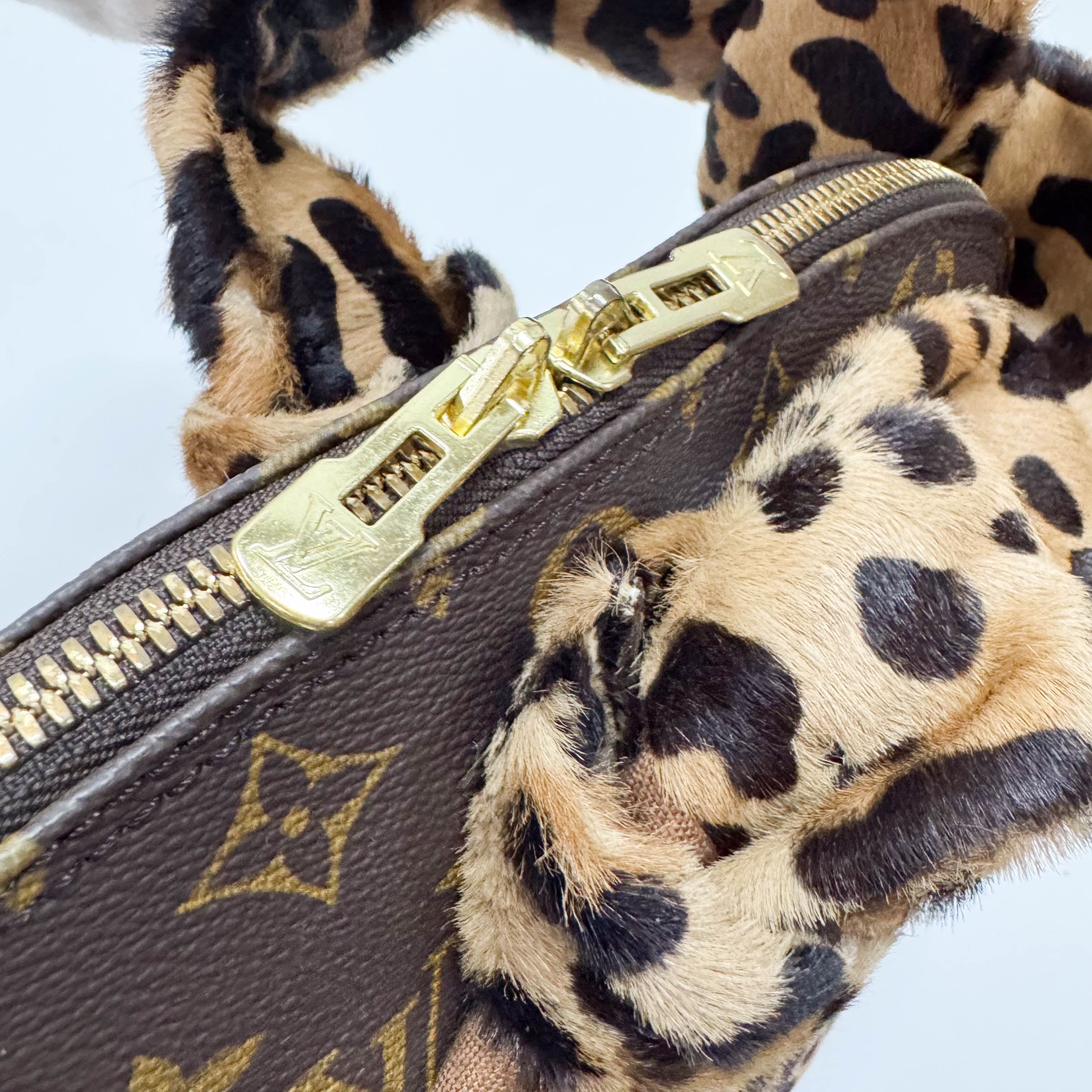Monogram Leopard Print Pony Hair & Coated Canvas Shoulder Bag