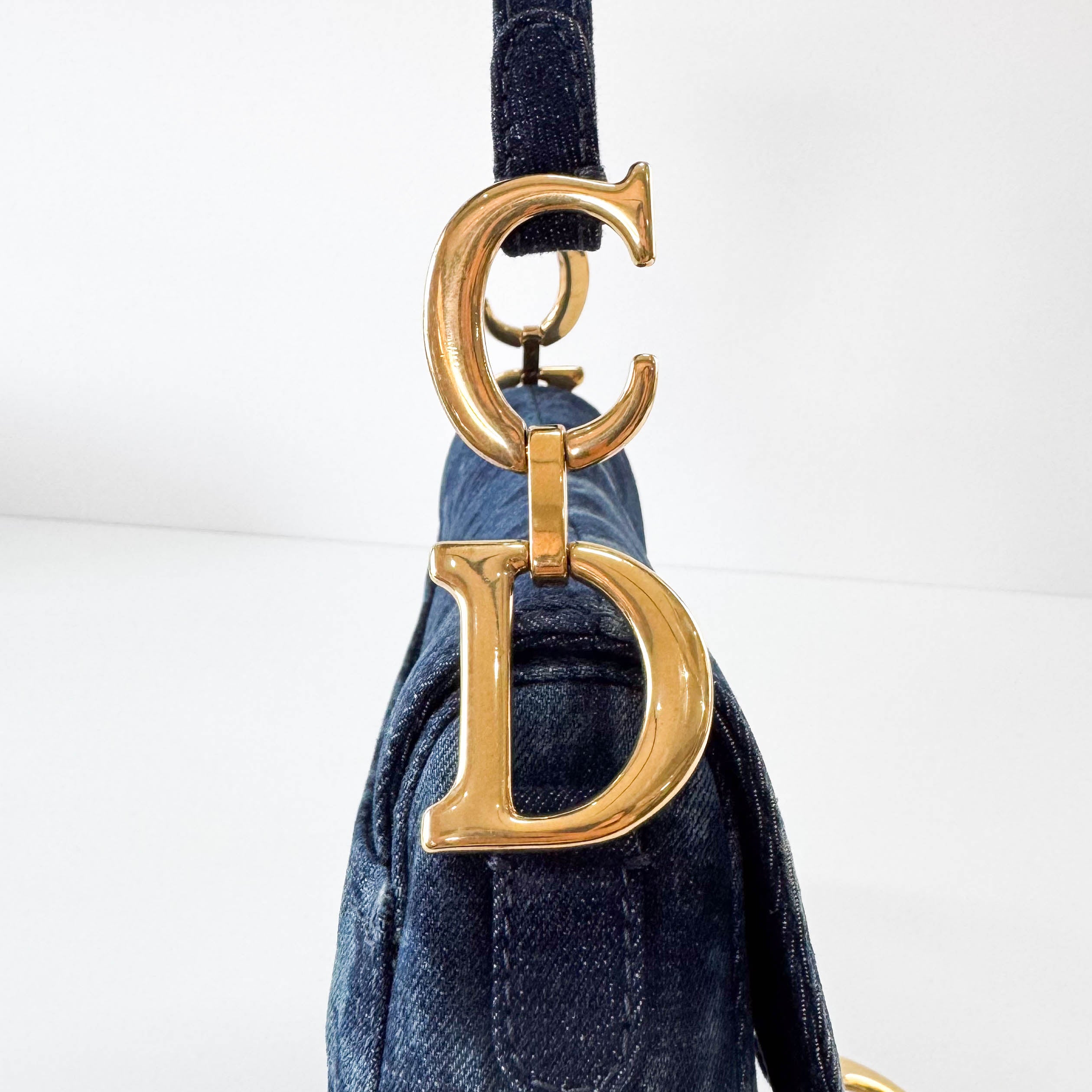 Saddle Blue Denim Shoulder Bag