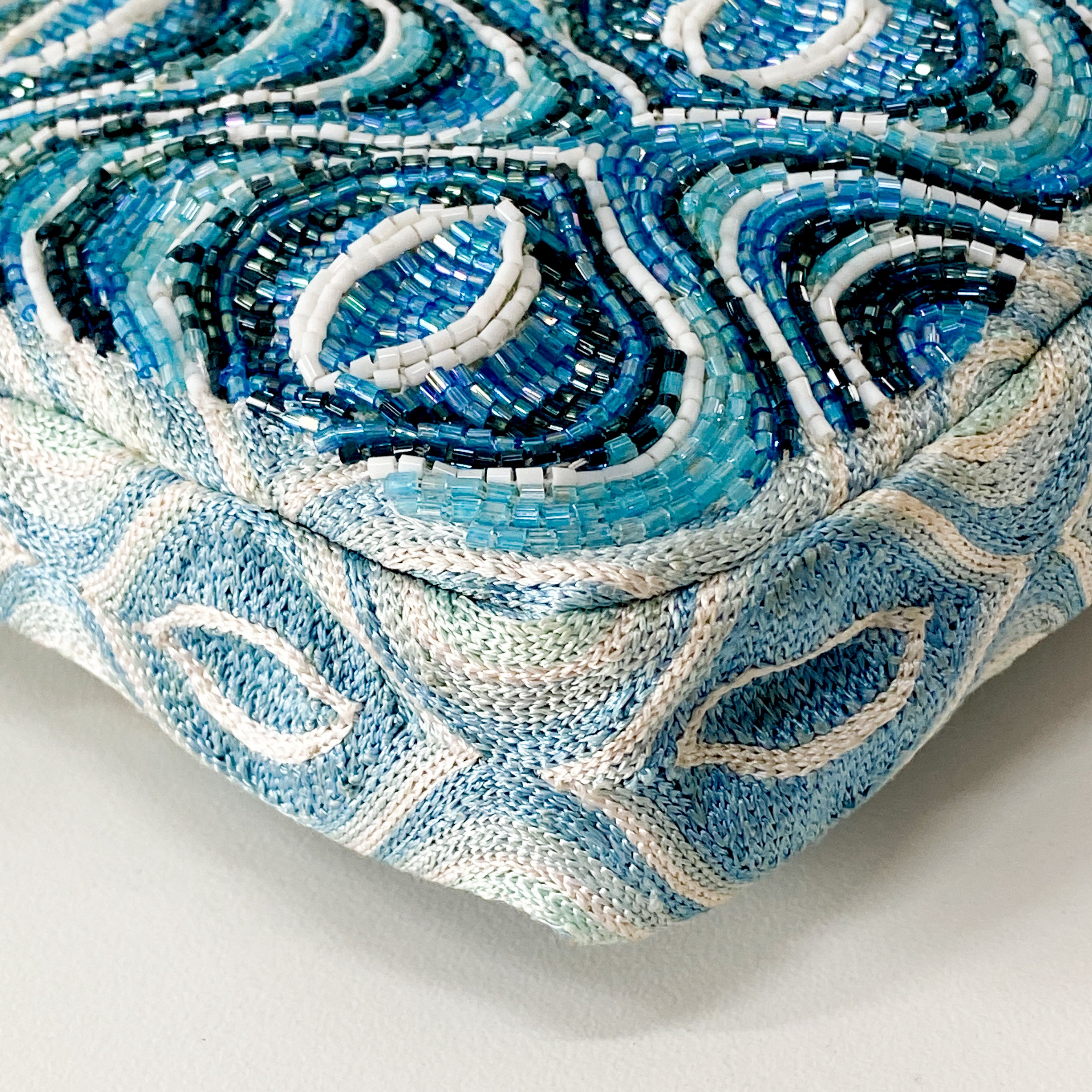 Baguette Light Blue Embroidered Beads Shoulder Bag