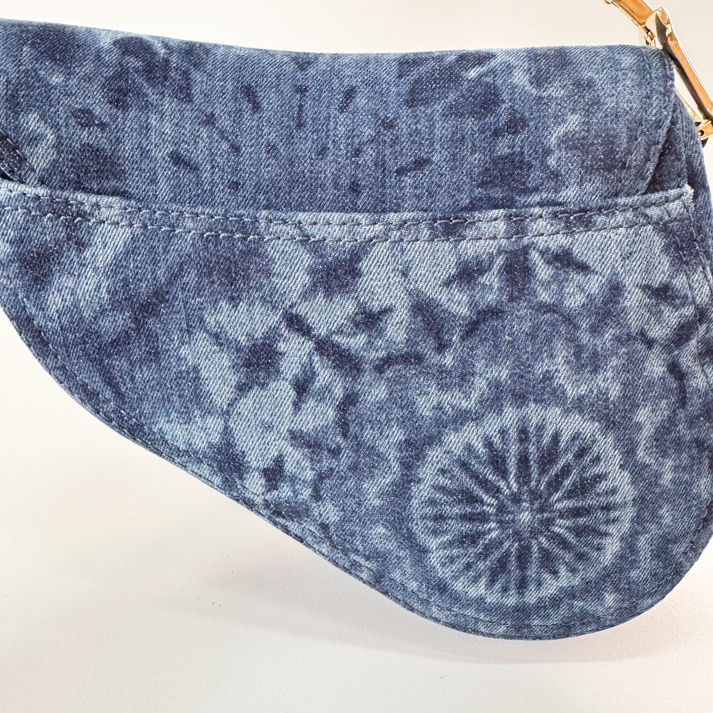 Saddle Blue Denim Shoulder Bag