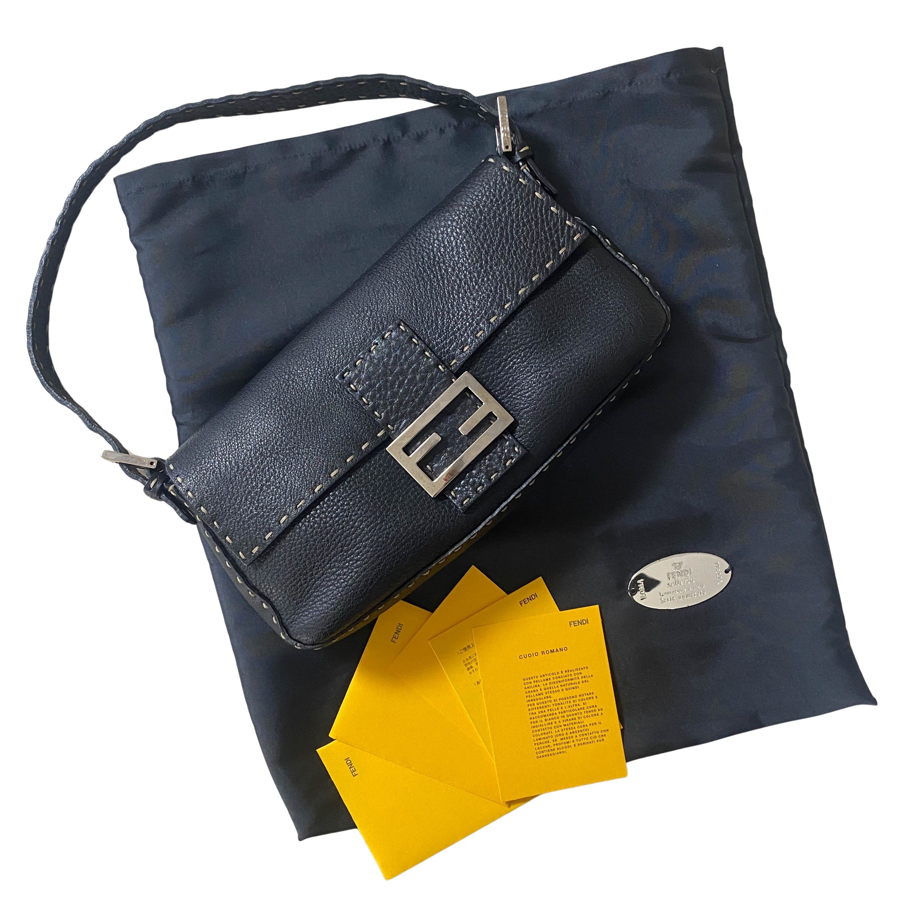 Baguette Selleria Black Leather Shoulder Bag