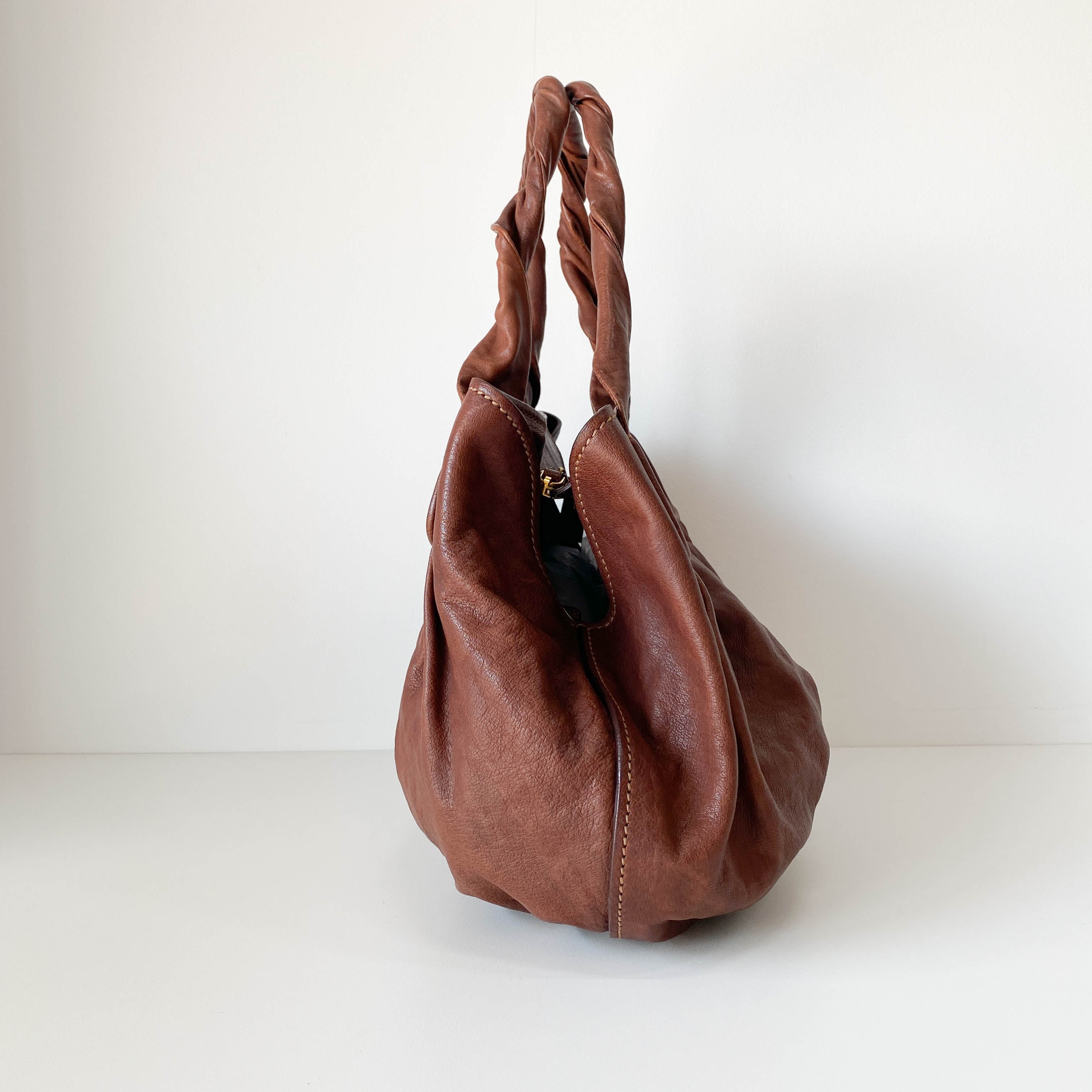 Vintage Brown Leather Tote Bag