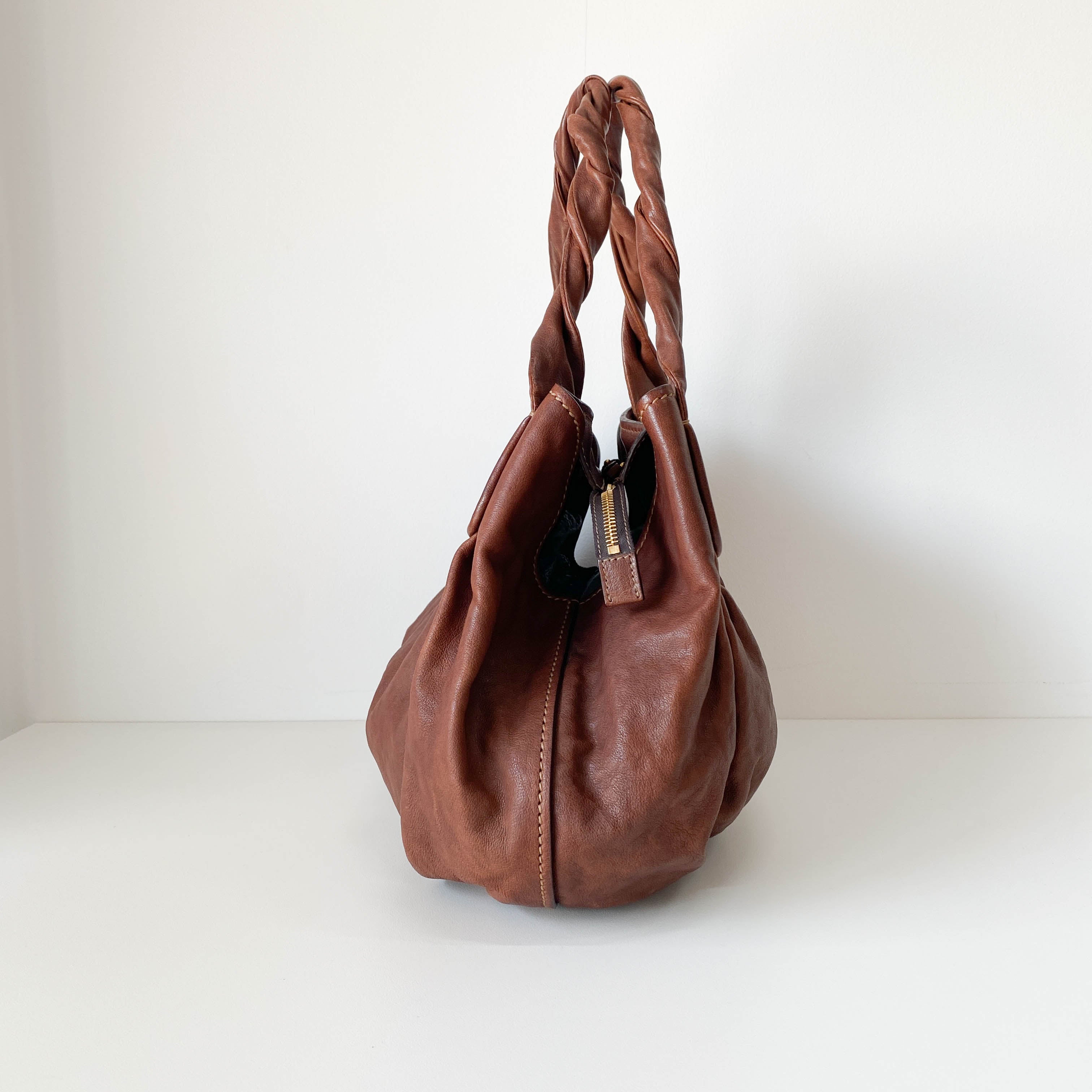 Vintage Brown Leather Tote Bag