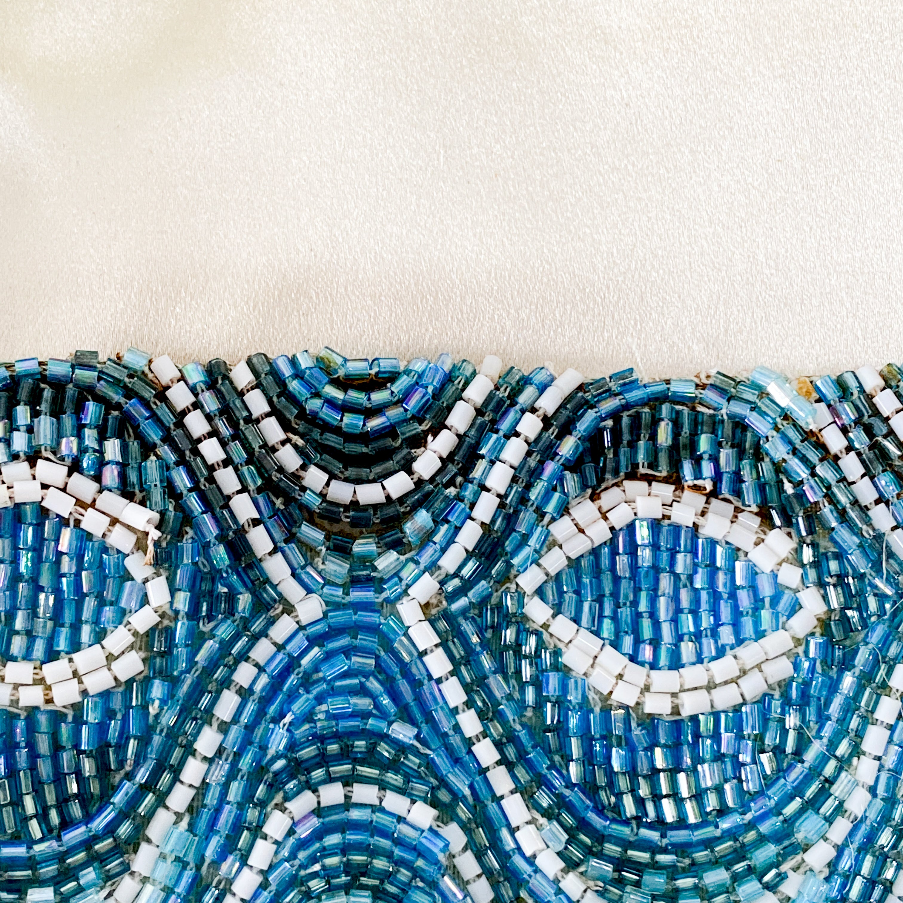 Baguette Light Blue Embroidered Beads Shoulder Bag