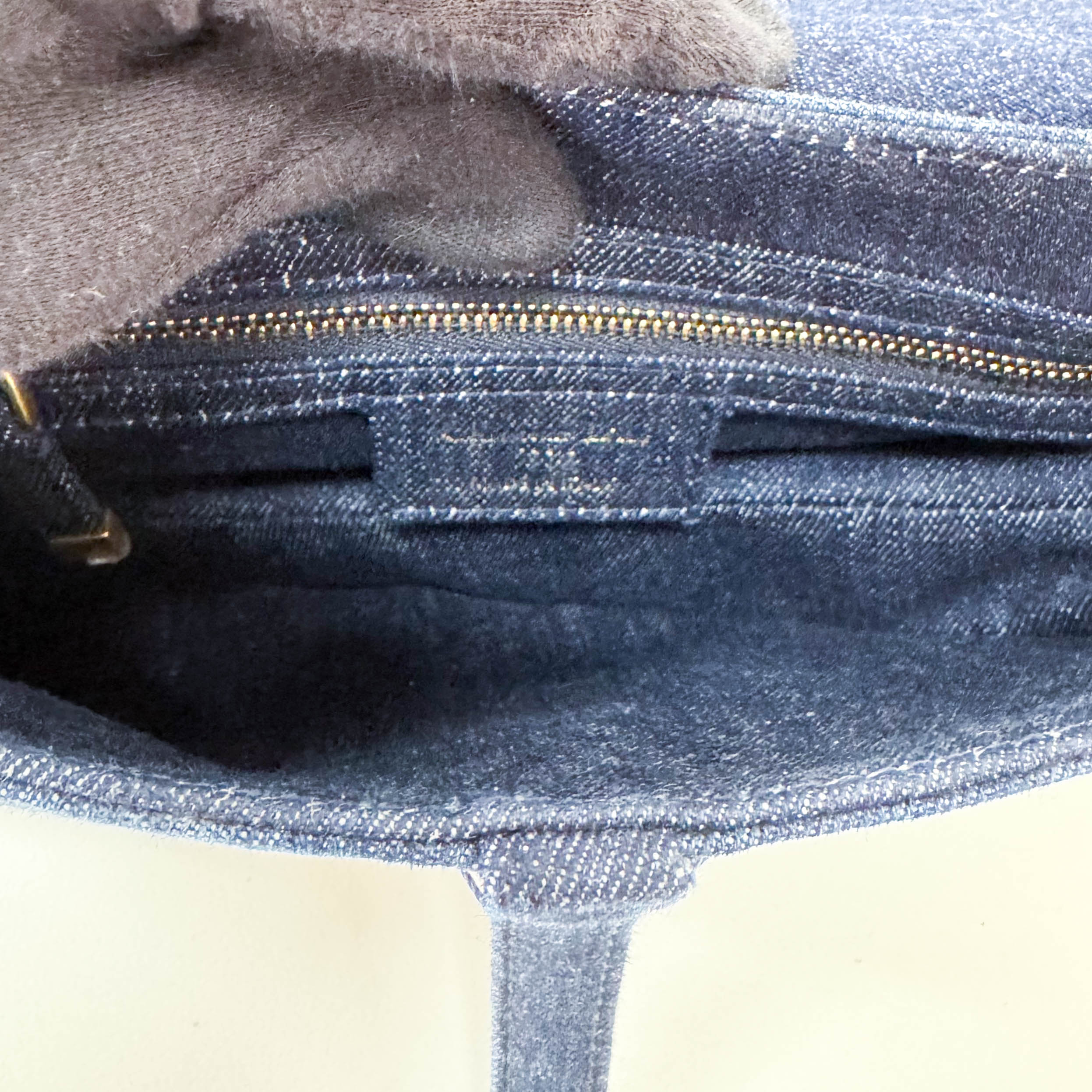 Saddle Blue Denim Shoulder Bag