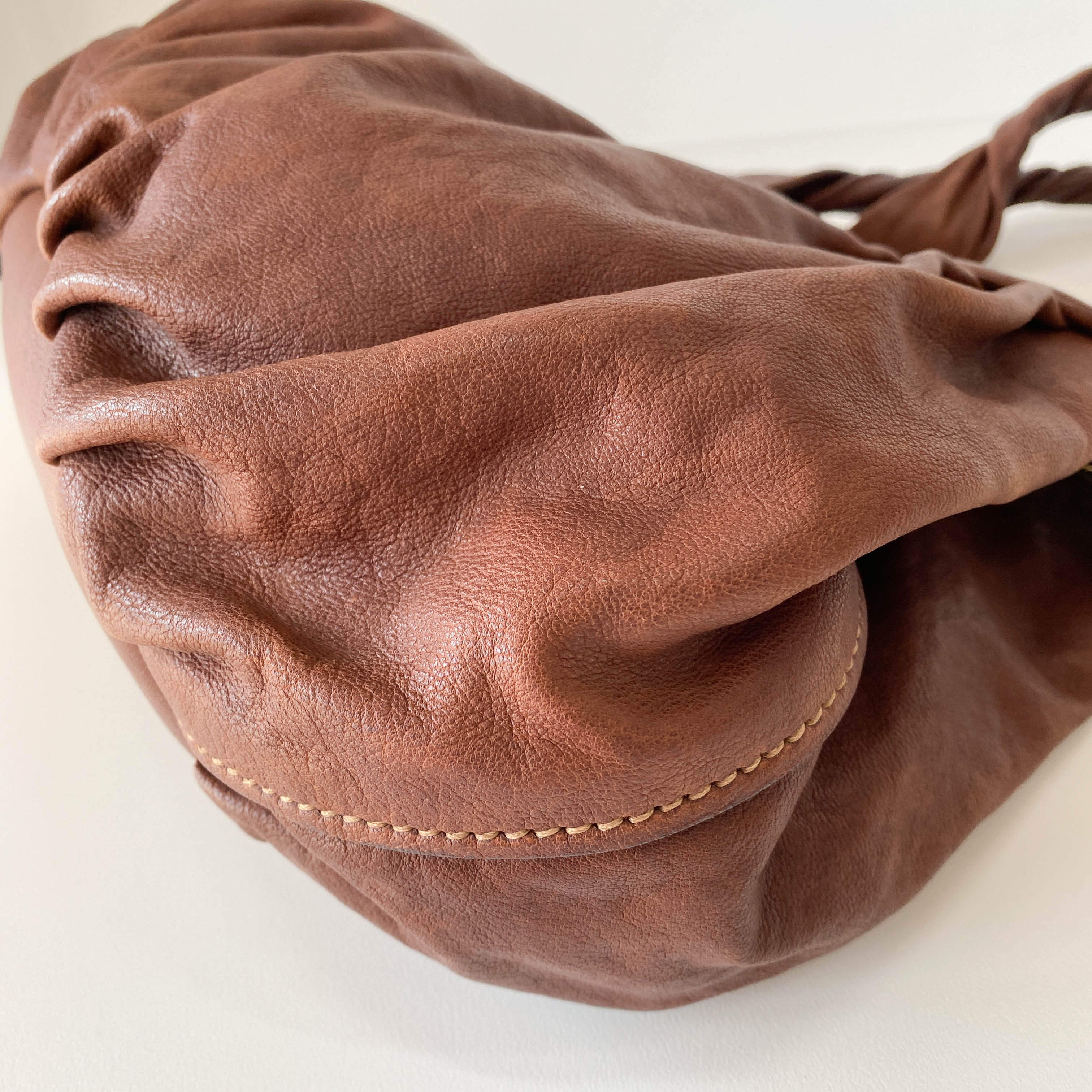Vintage Brown Leather Tote Bag