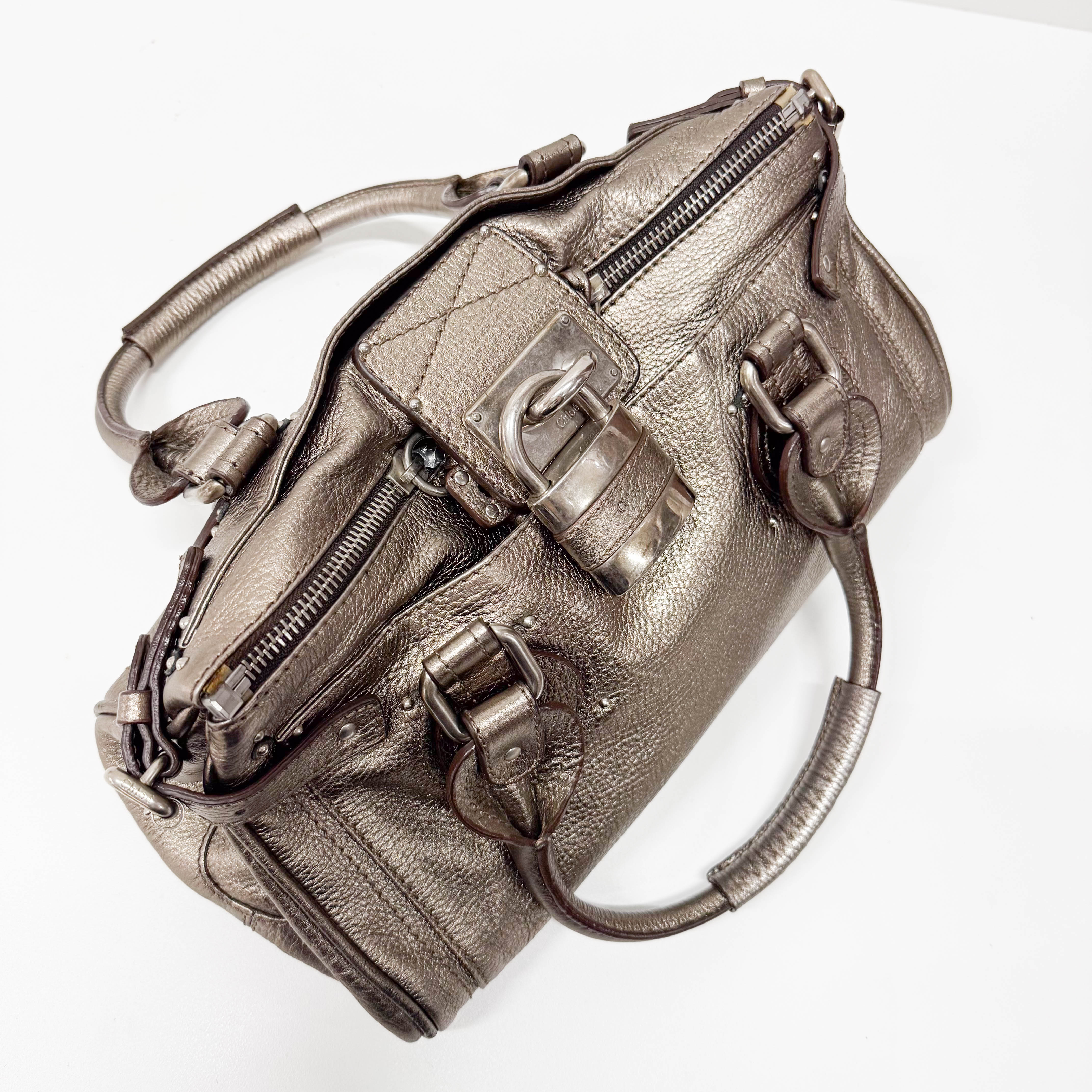 Paddington Silver Calfskin Leather Shoulder Bag