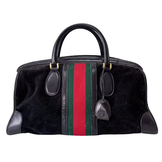 Sherry Black Suede Boston Bag