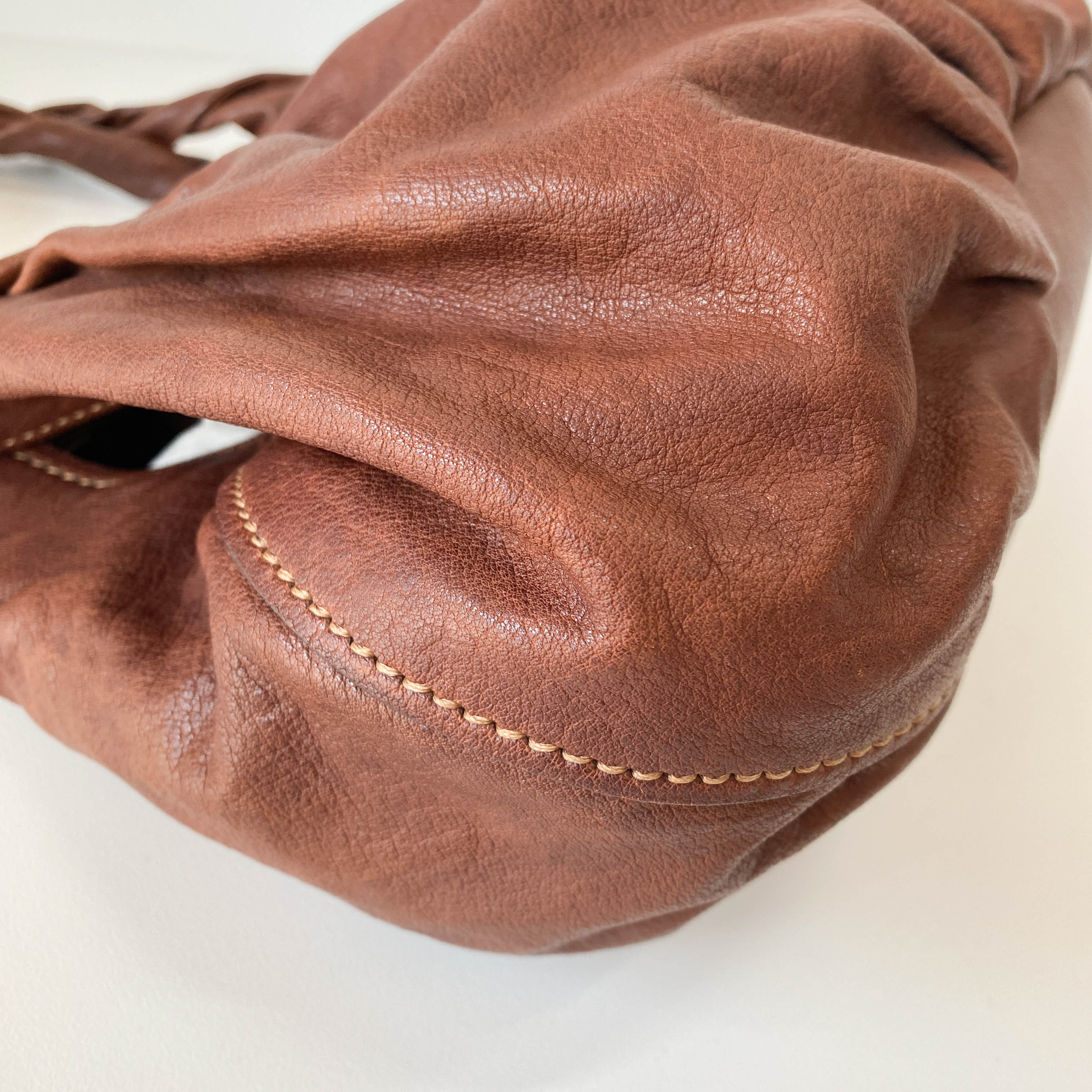 Vintage Brown Leather Tote Bag