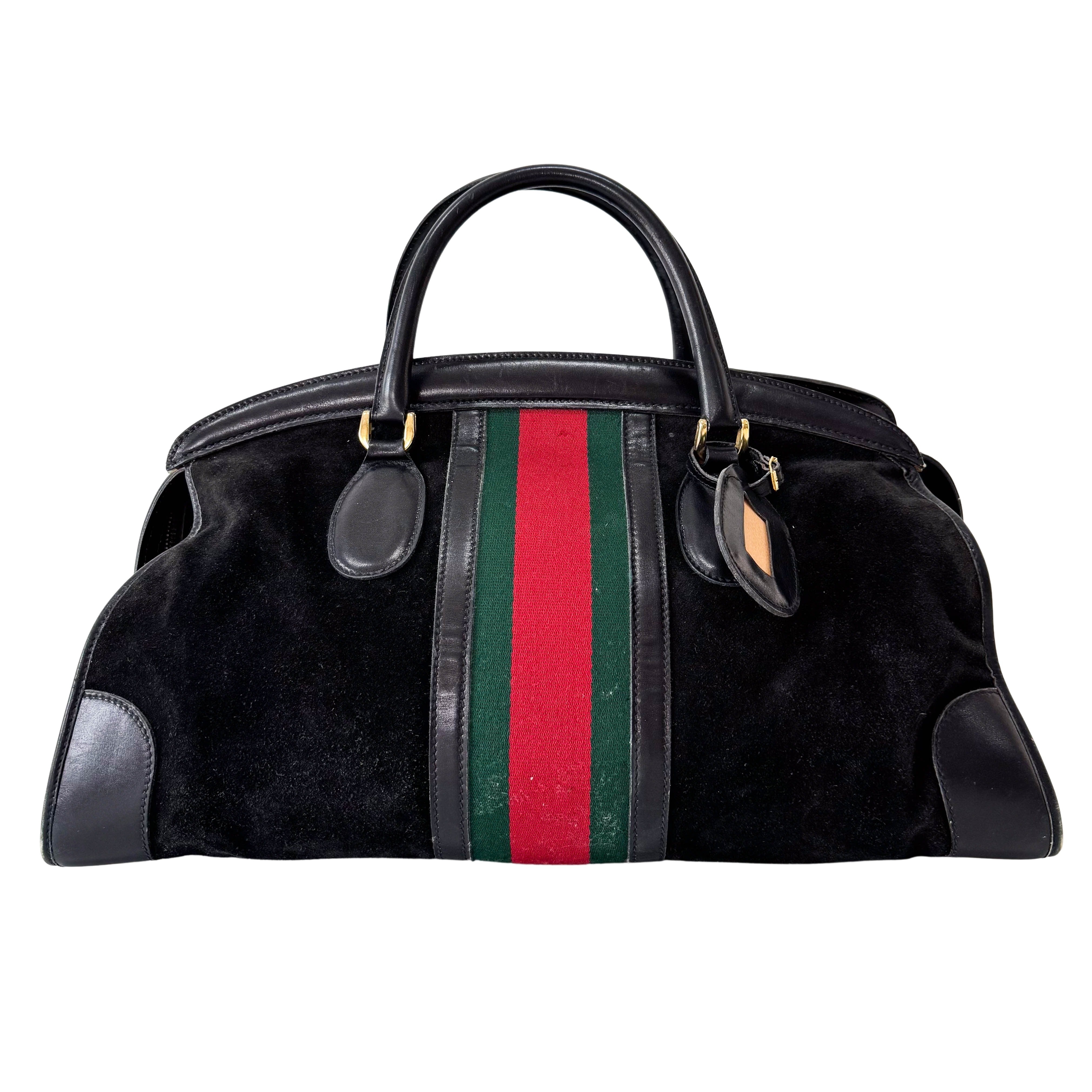 Sherry Black Suede Boston Bag