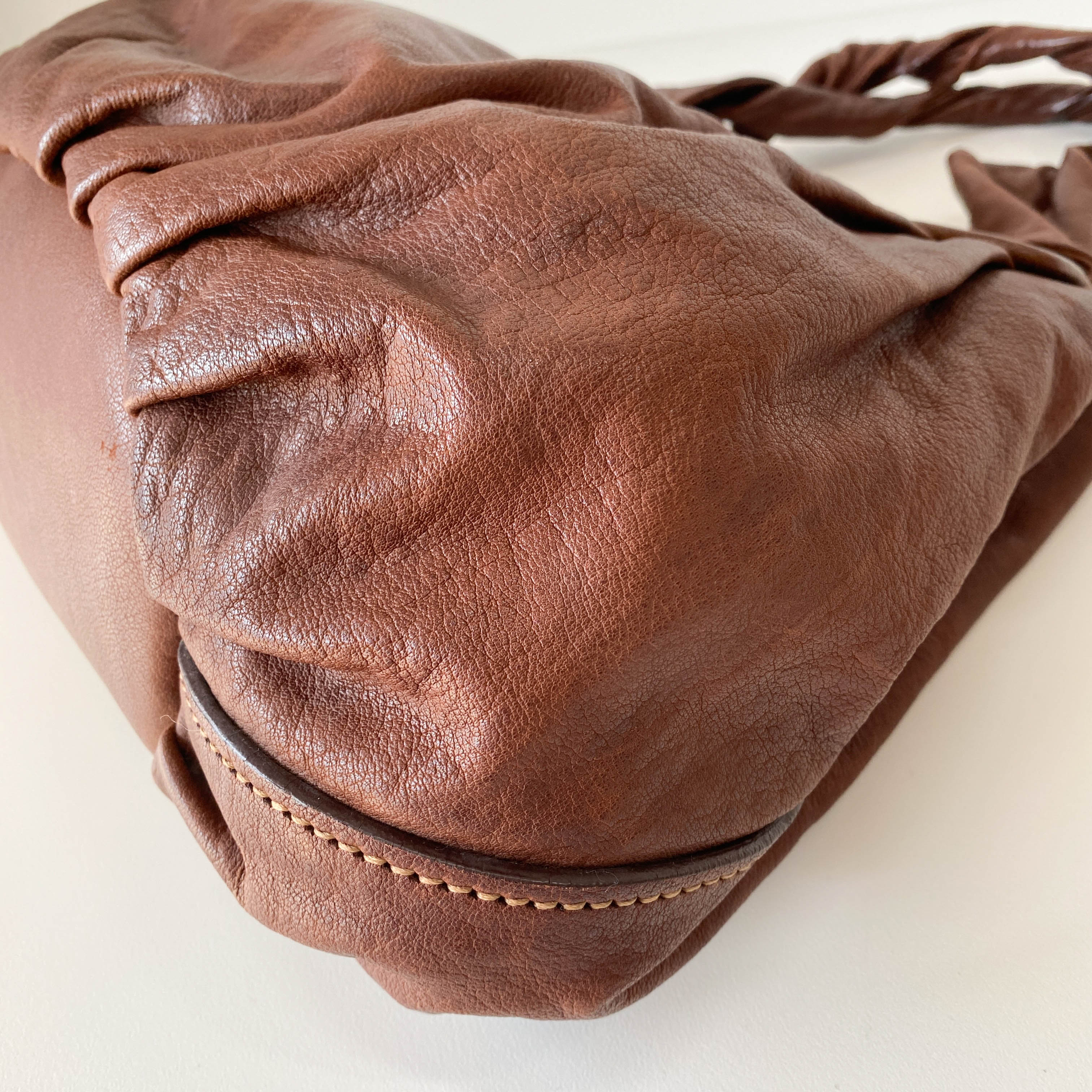 Vintage Brown Leather Tote Bag