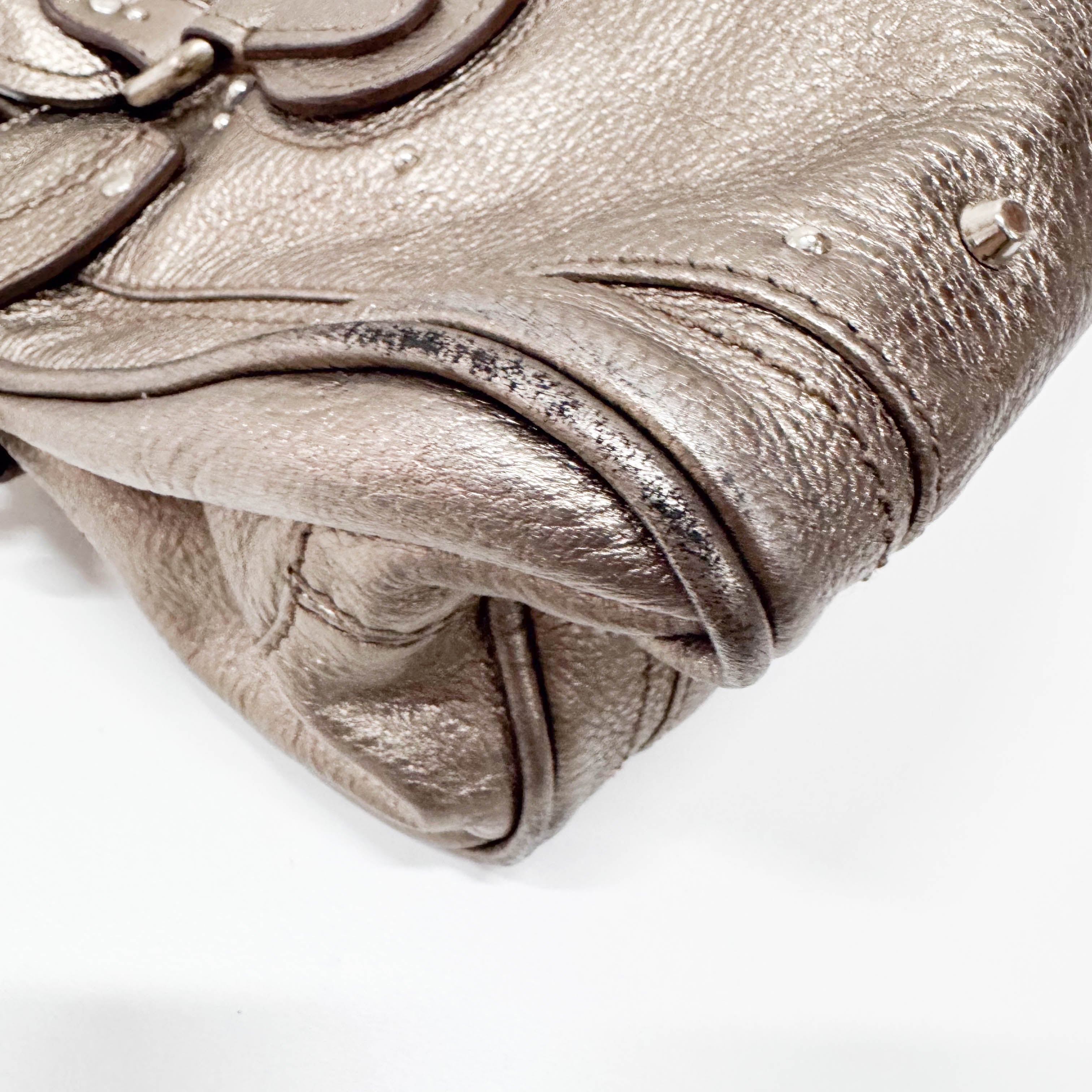 Paddington Silver Calfskin Leather Shoulder Bag