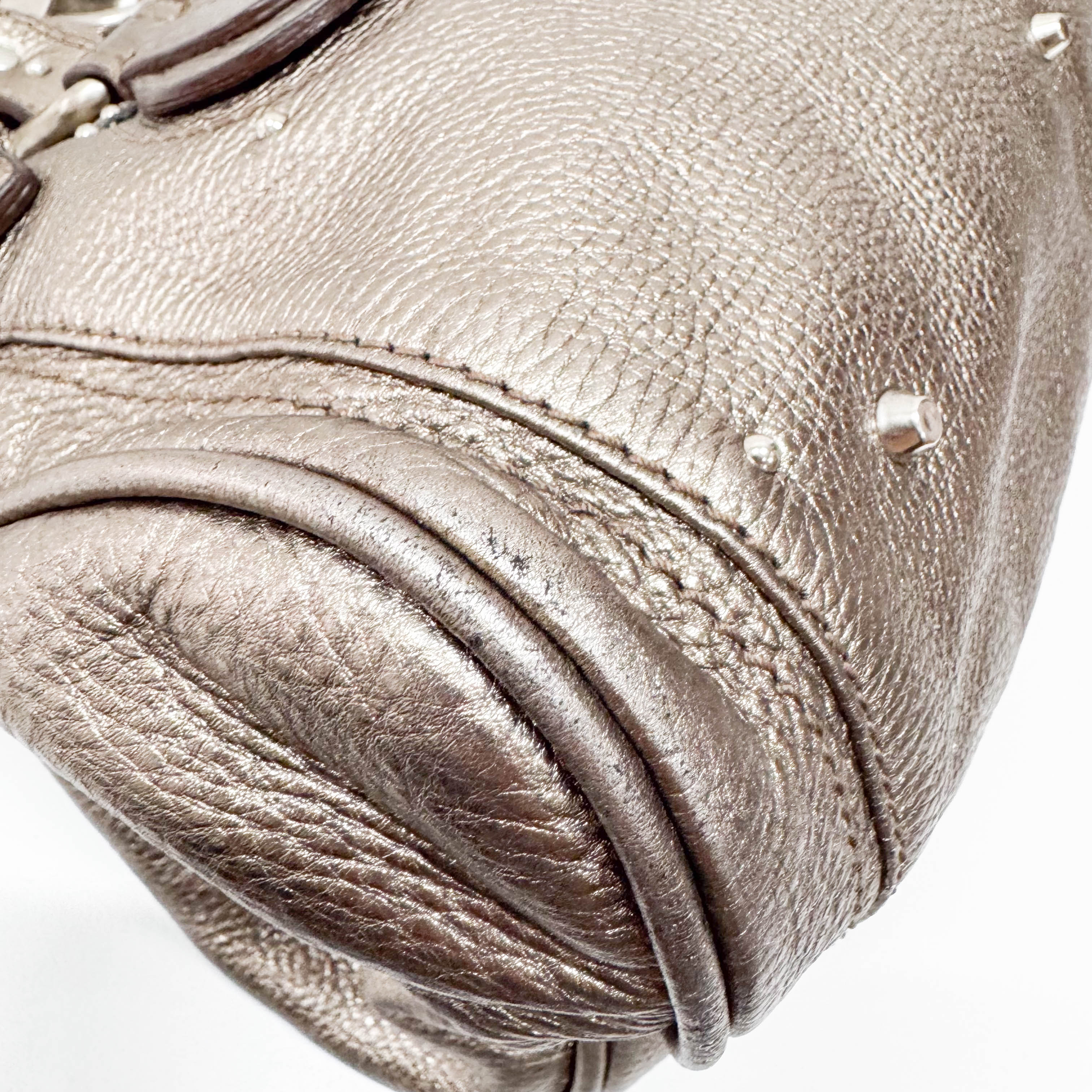 Paddington Silver Calfskin Leather Shoulder Bag