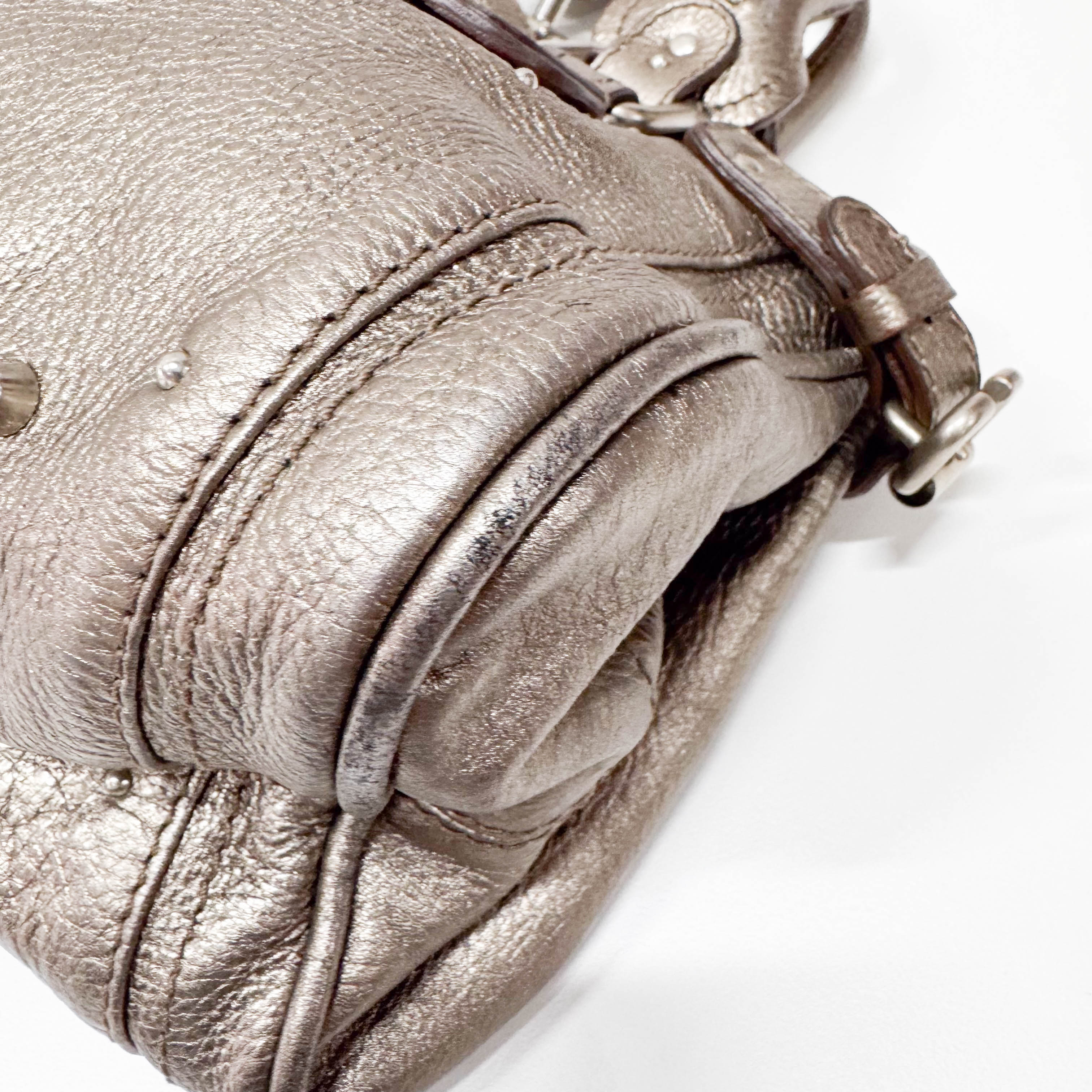 Paddington Silver Calfskin Leather Shoulder Bag