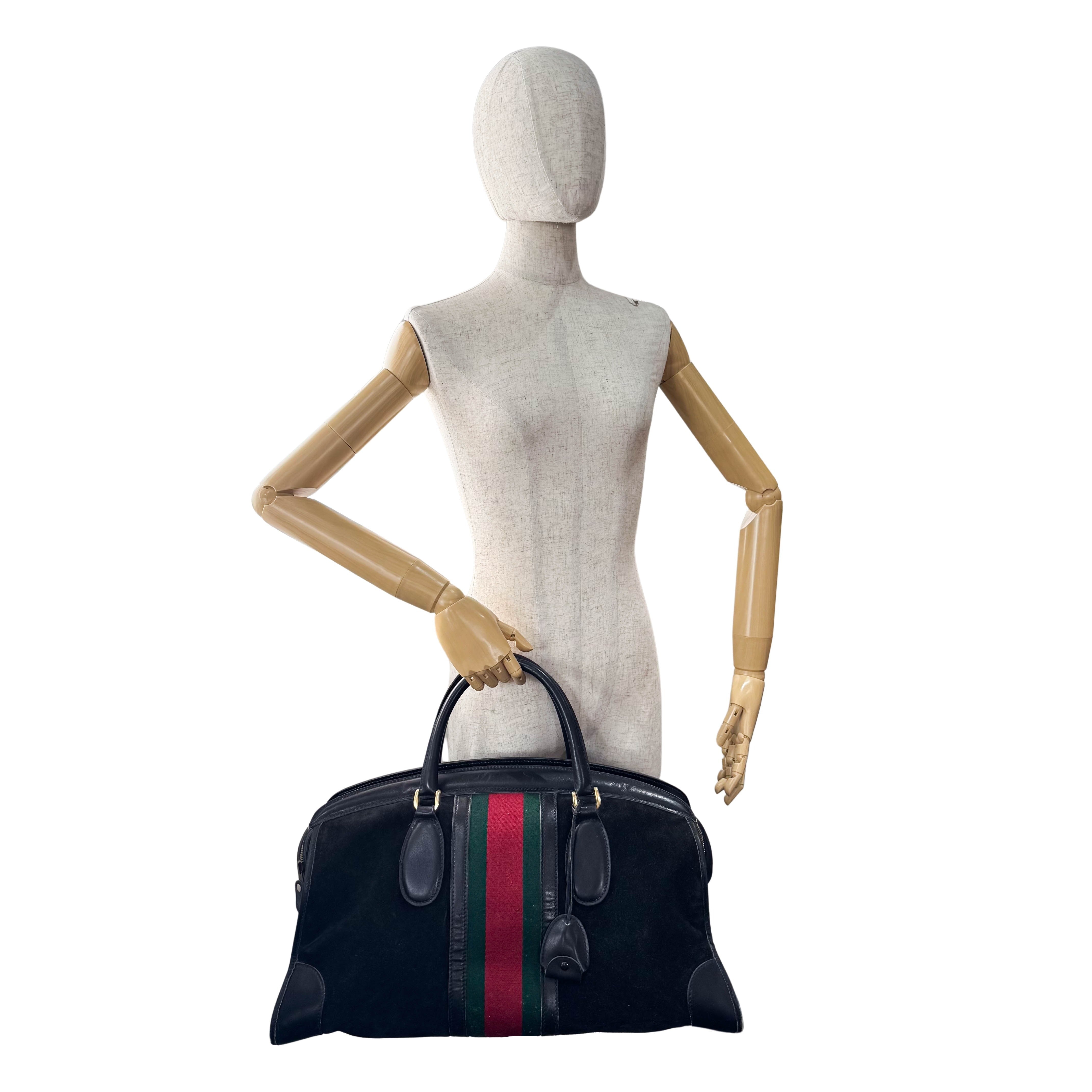 Sherry Black Suede Boston Bag