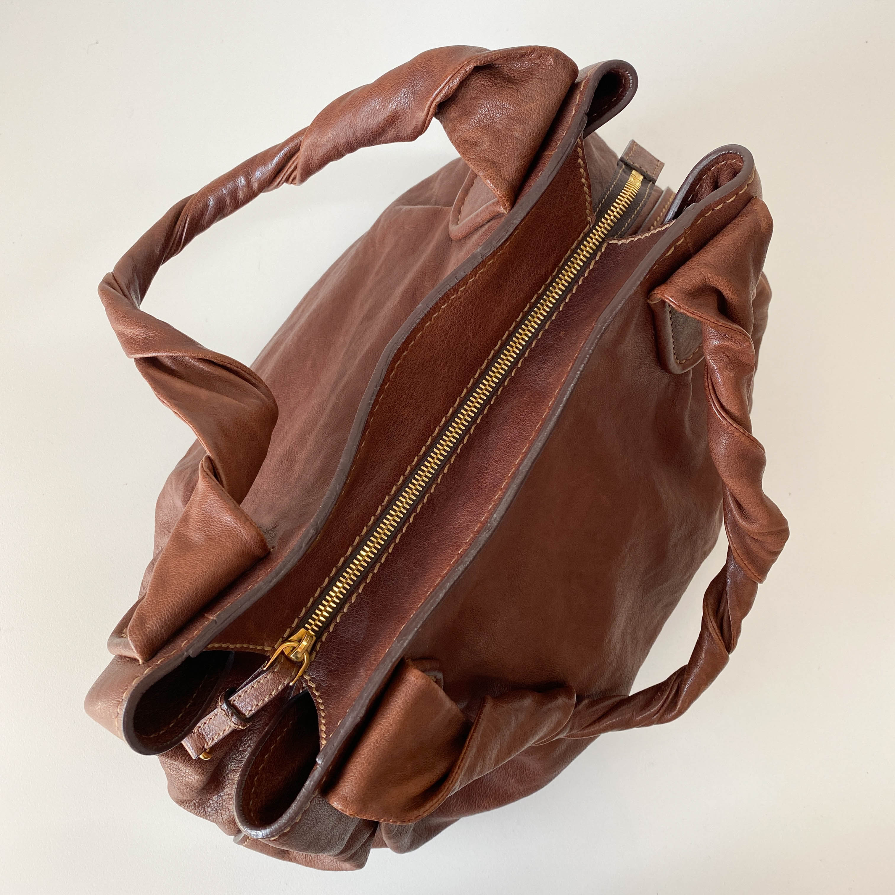 Vintage Brown Leather Tote Bag