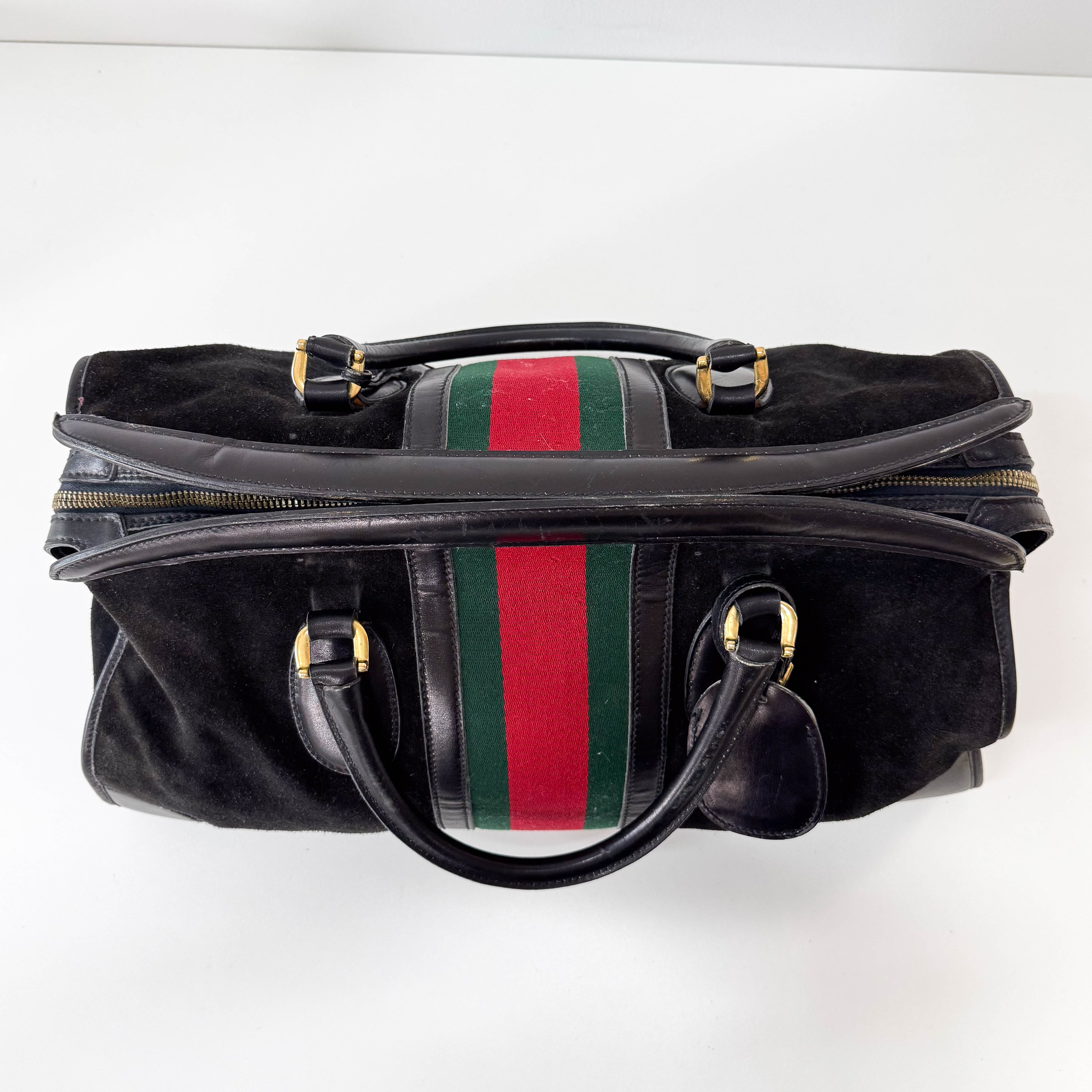 Sherry Black Suede Boston Bag