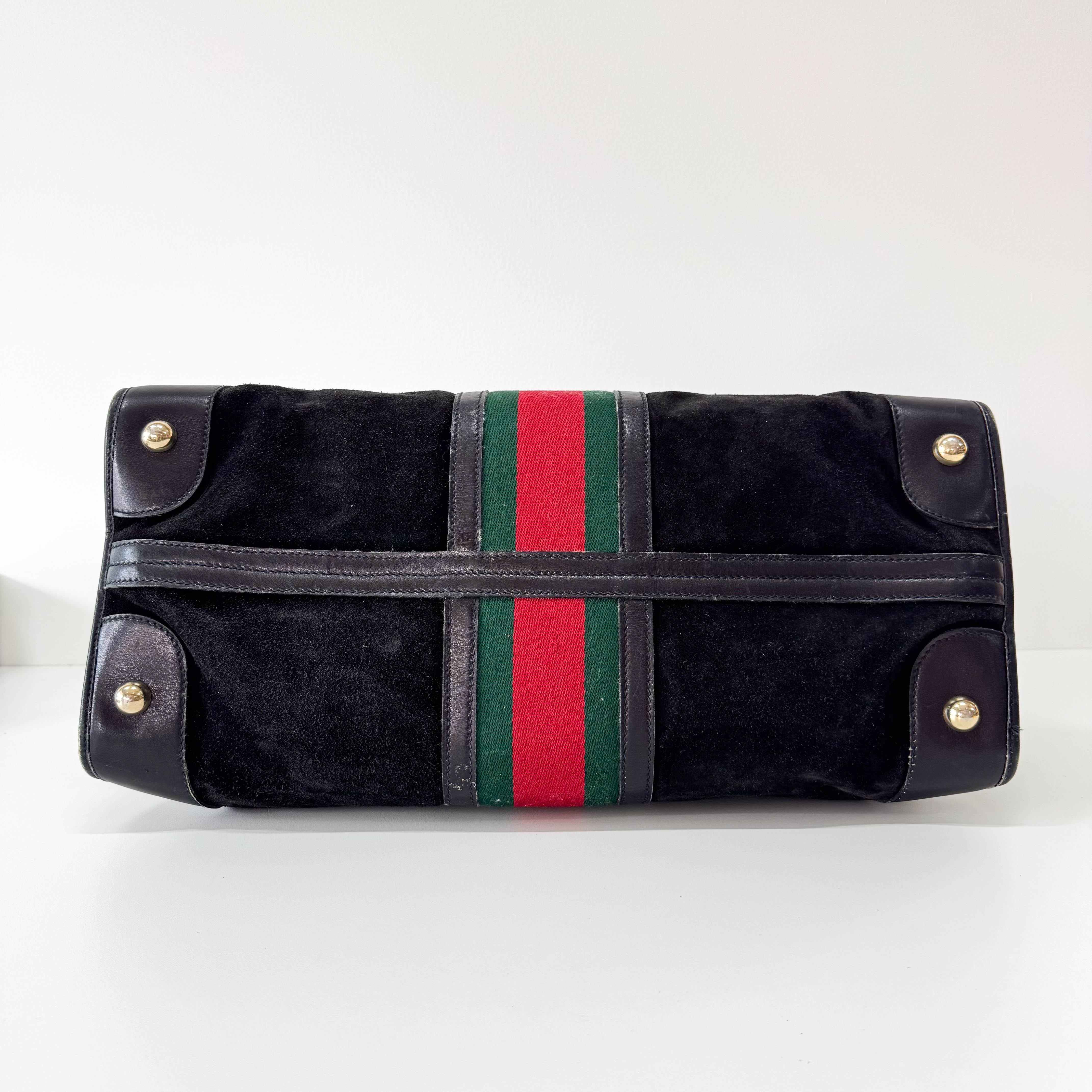 Sherry Black Suede Boston Bag