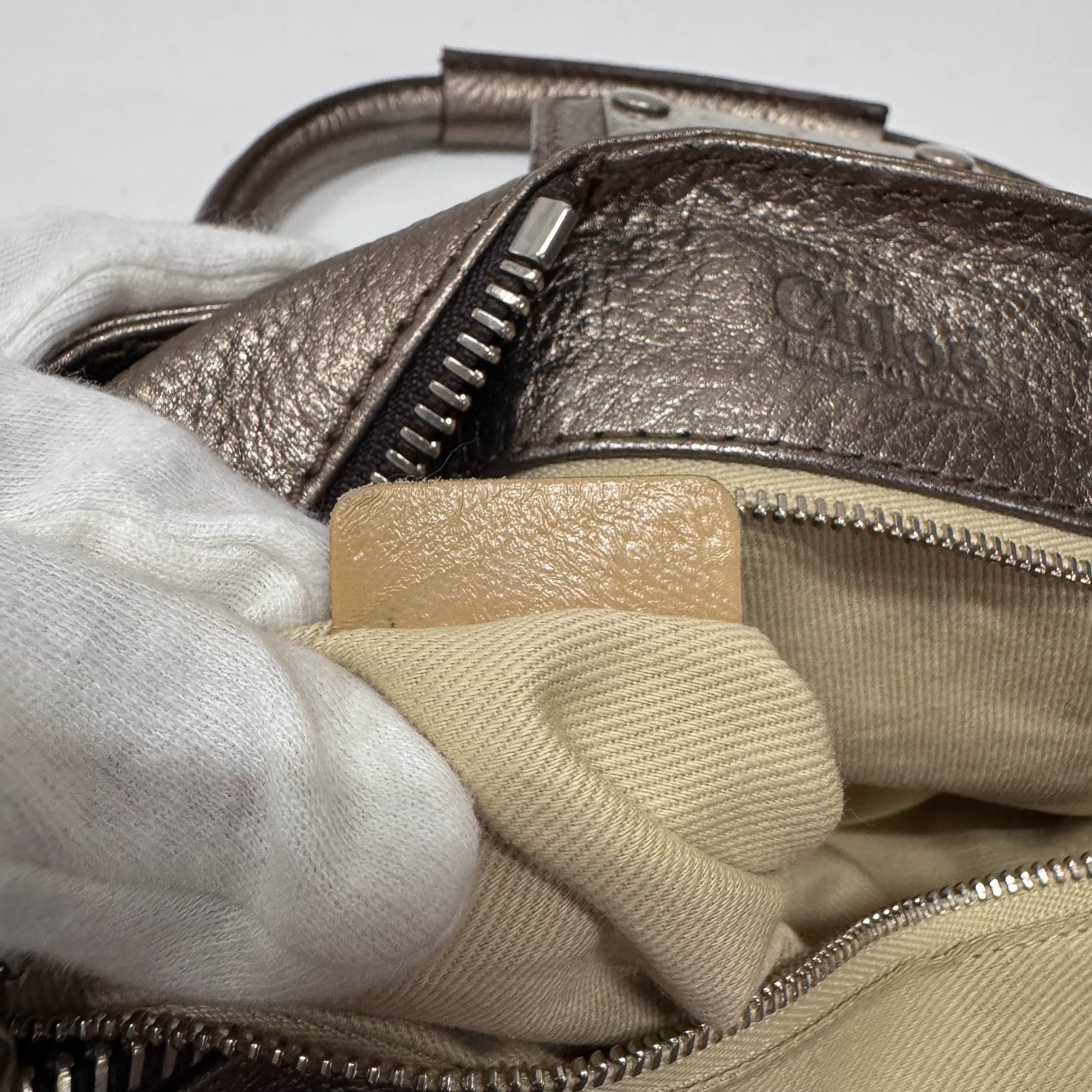 Paddington Silver Calfskin Leather Shoulder Bag