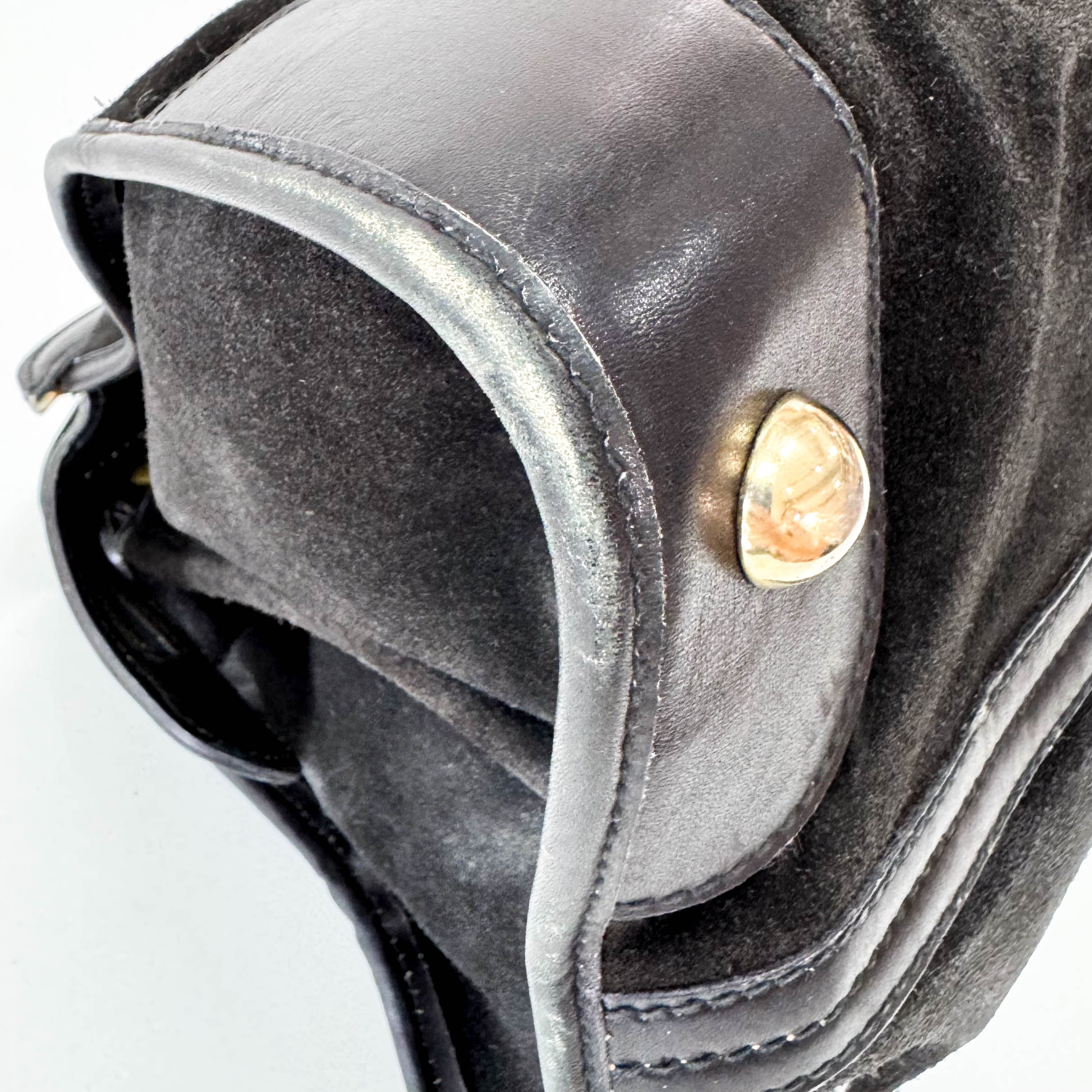 Sherry Black Suede Boston Bag