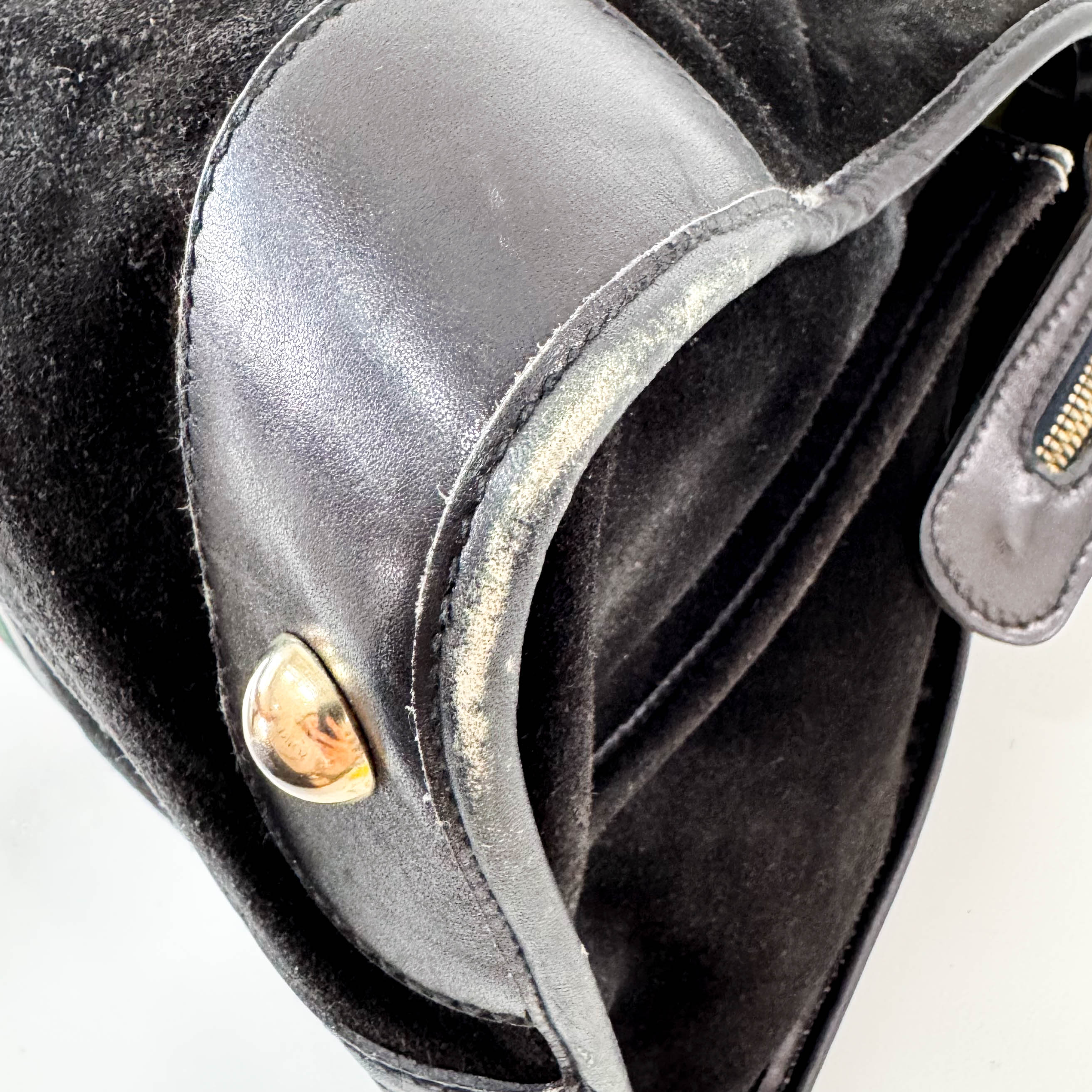 Sherry Black Suede Boston Bag