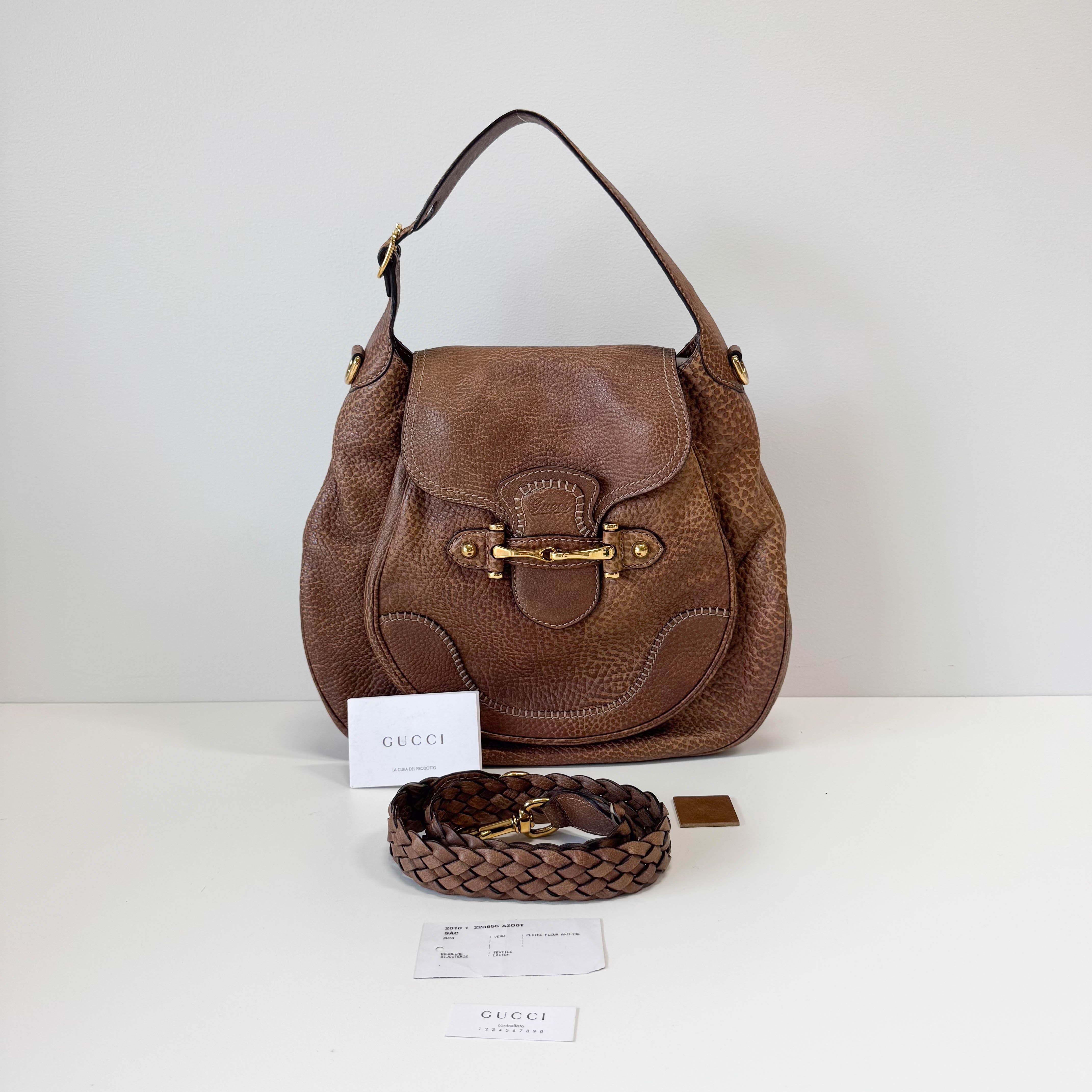 Horsebit Brown Leather Shoulder Bag