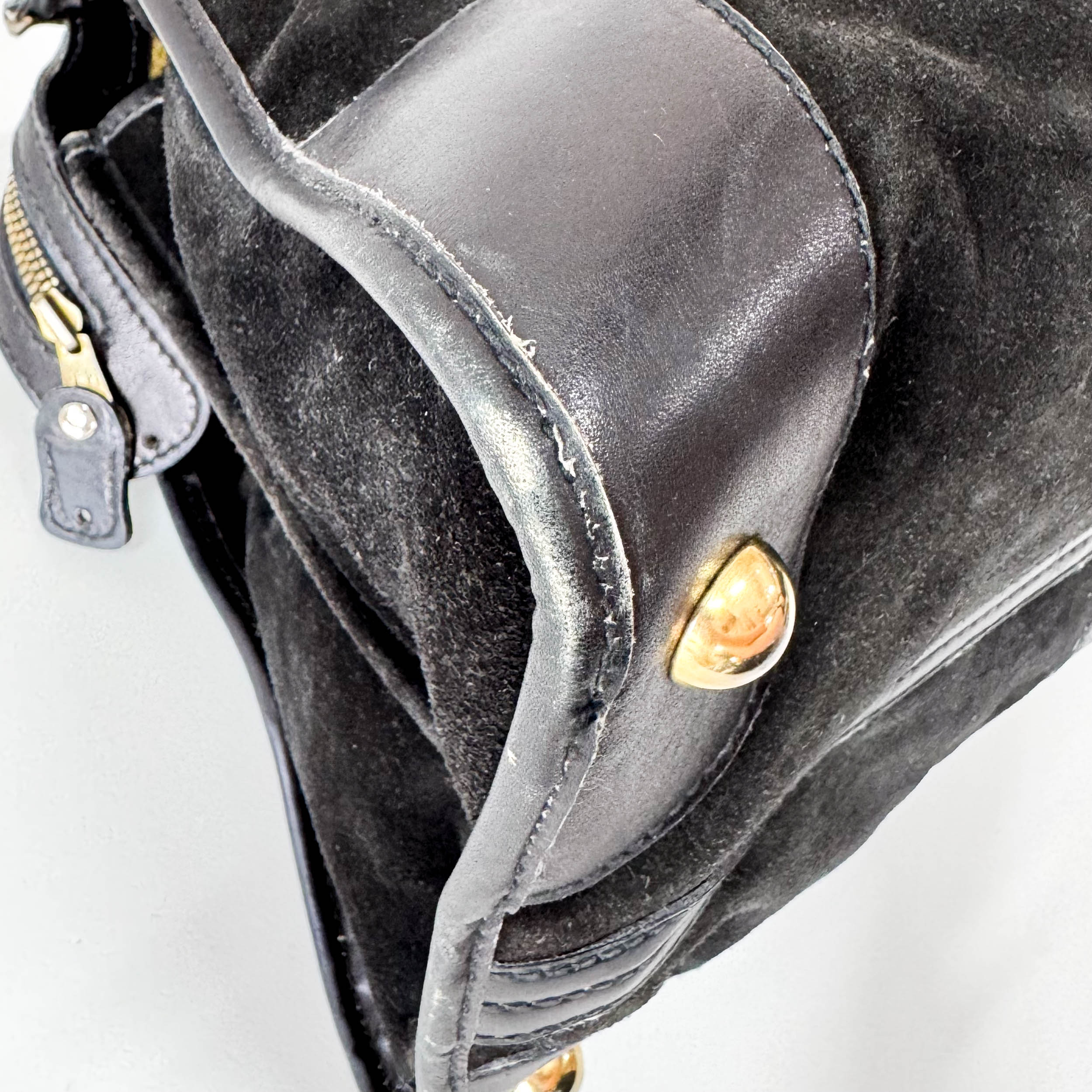 Sherry Black Suede Boston Bag