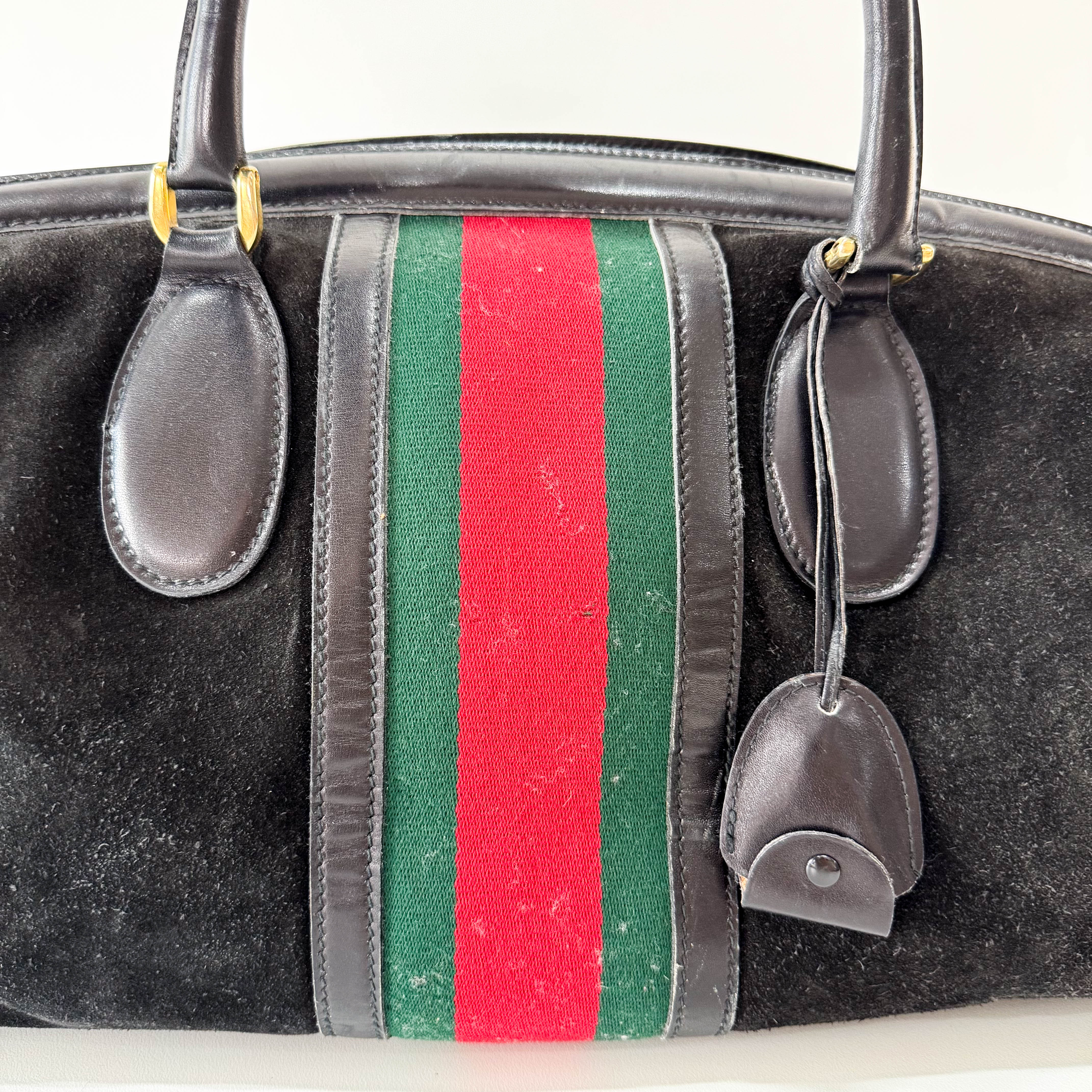 Sherry Black Suede Boston Bag