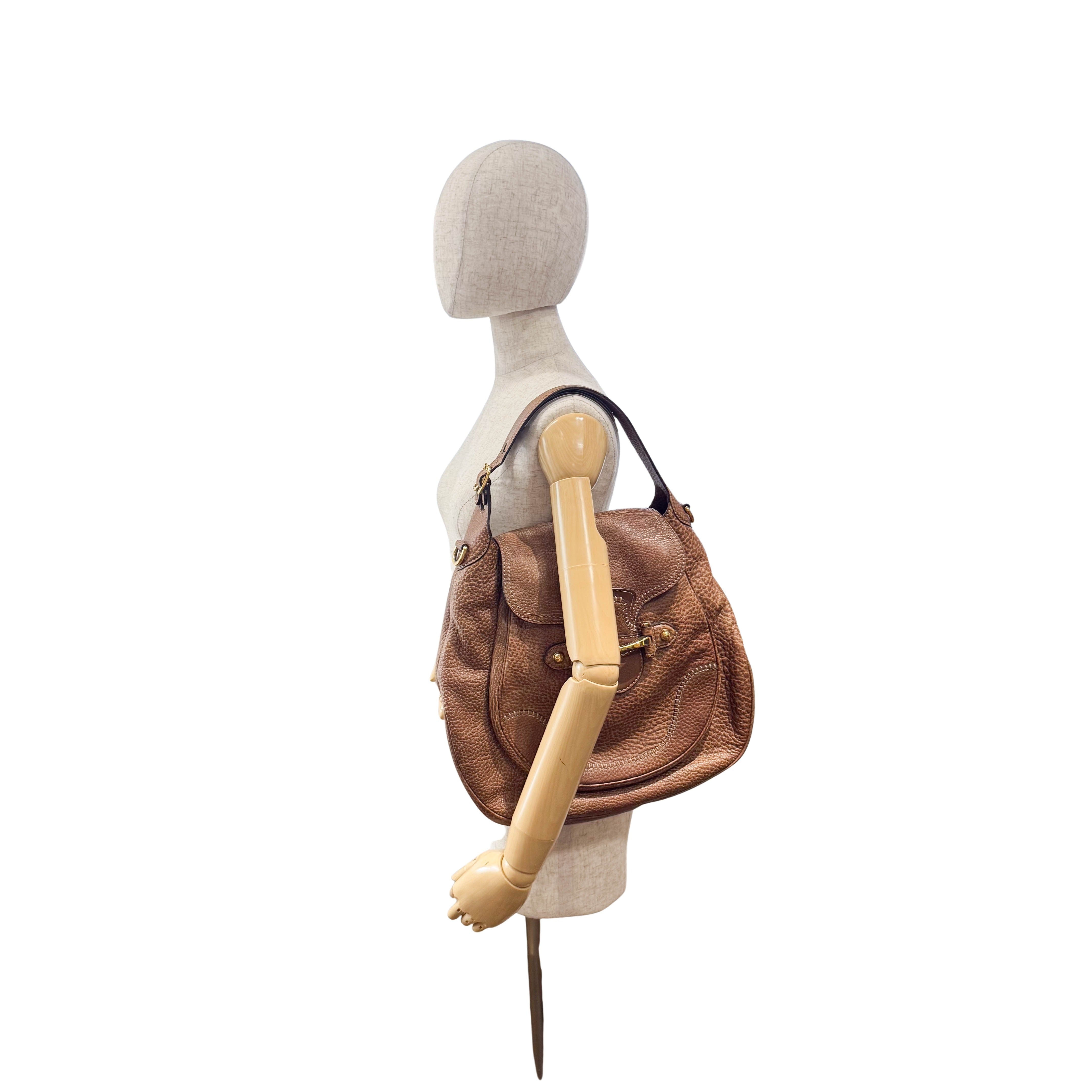 Horsebit Brown Leather Shoulder Bag