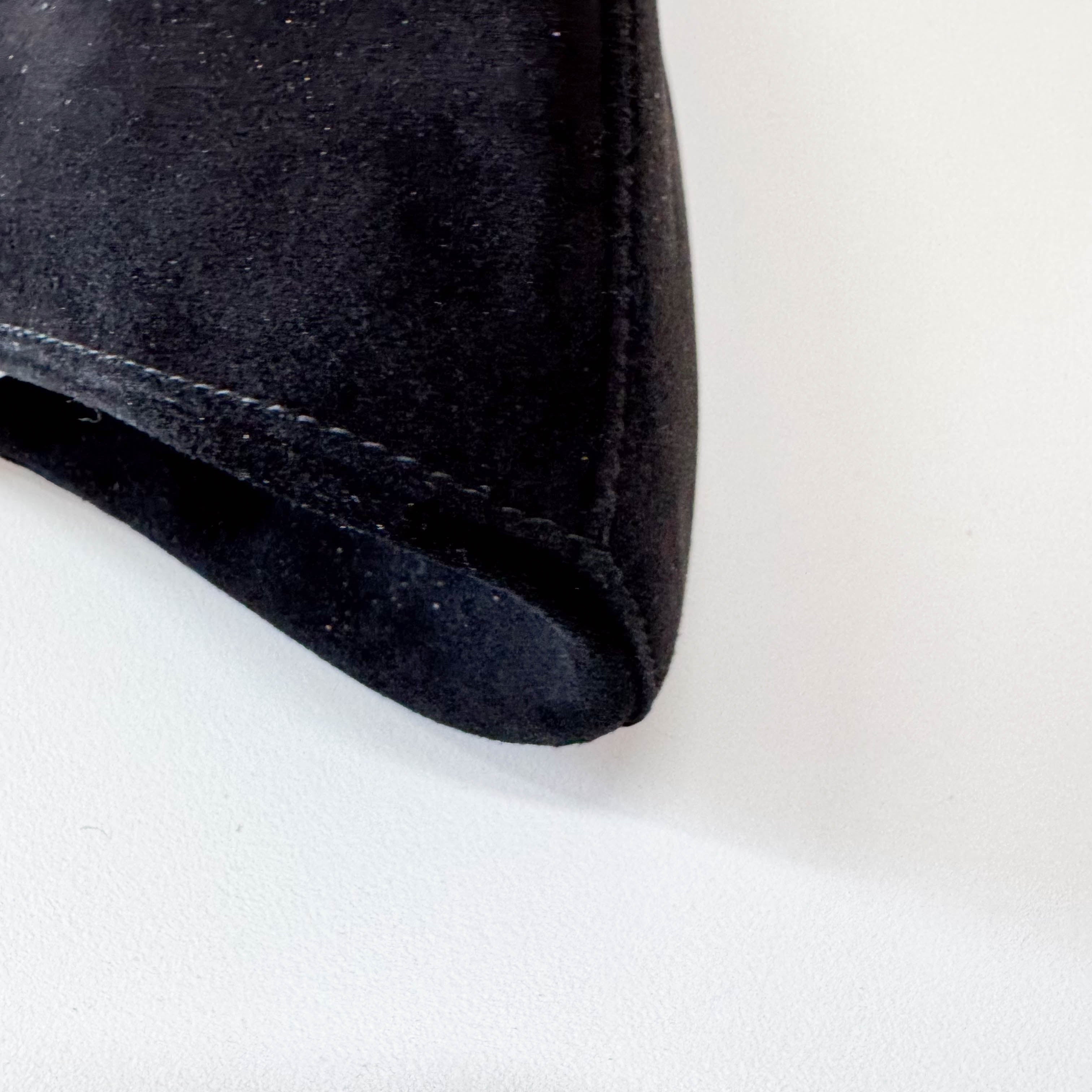 Black Suede Silver Metal Top Handle Bag