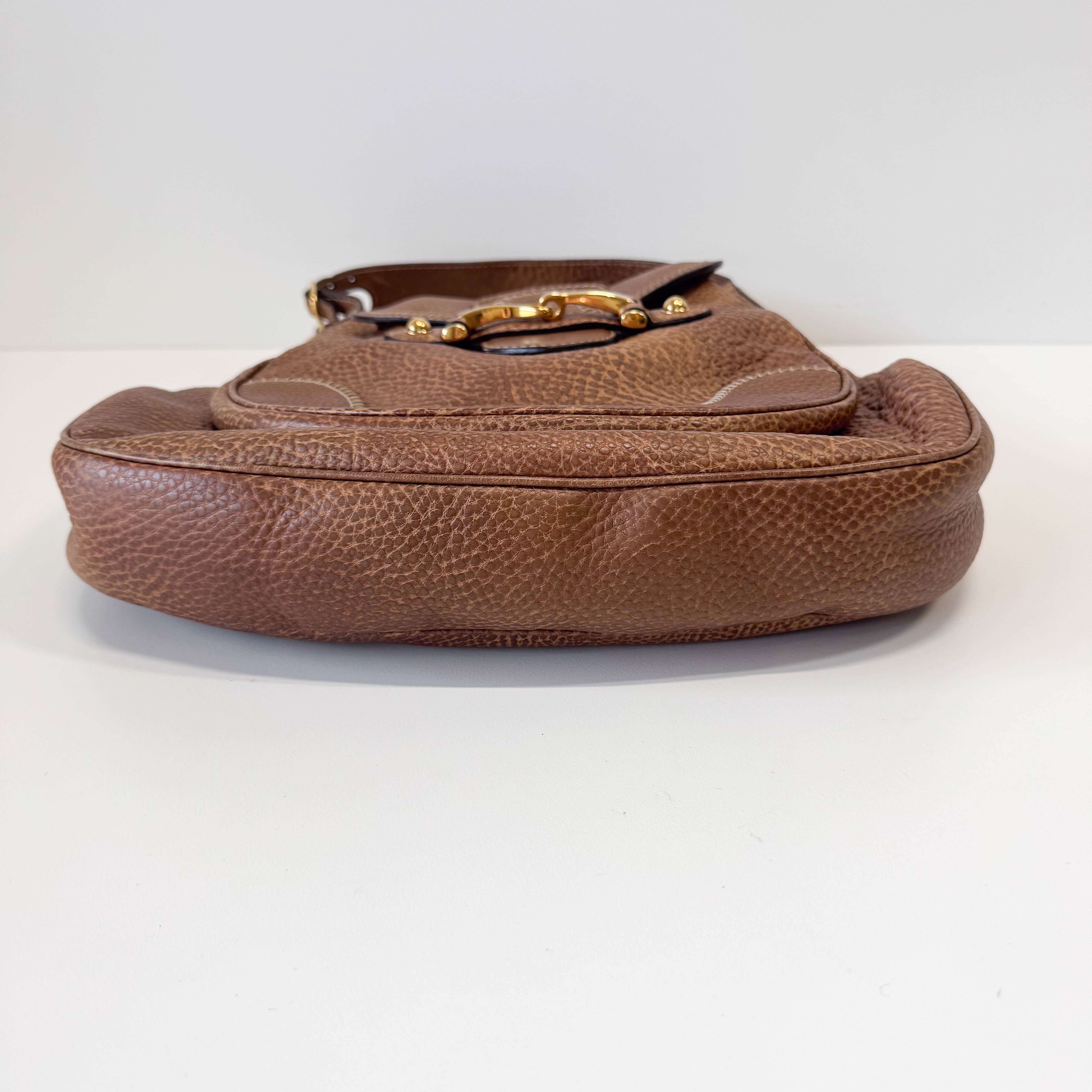 Horsebit Brown Leather Shoulder Bag