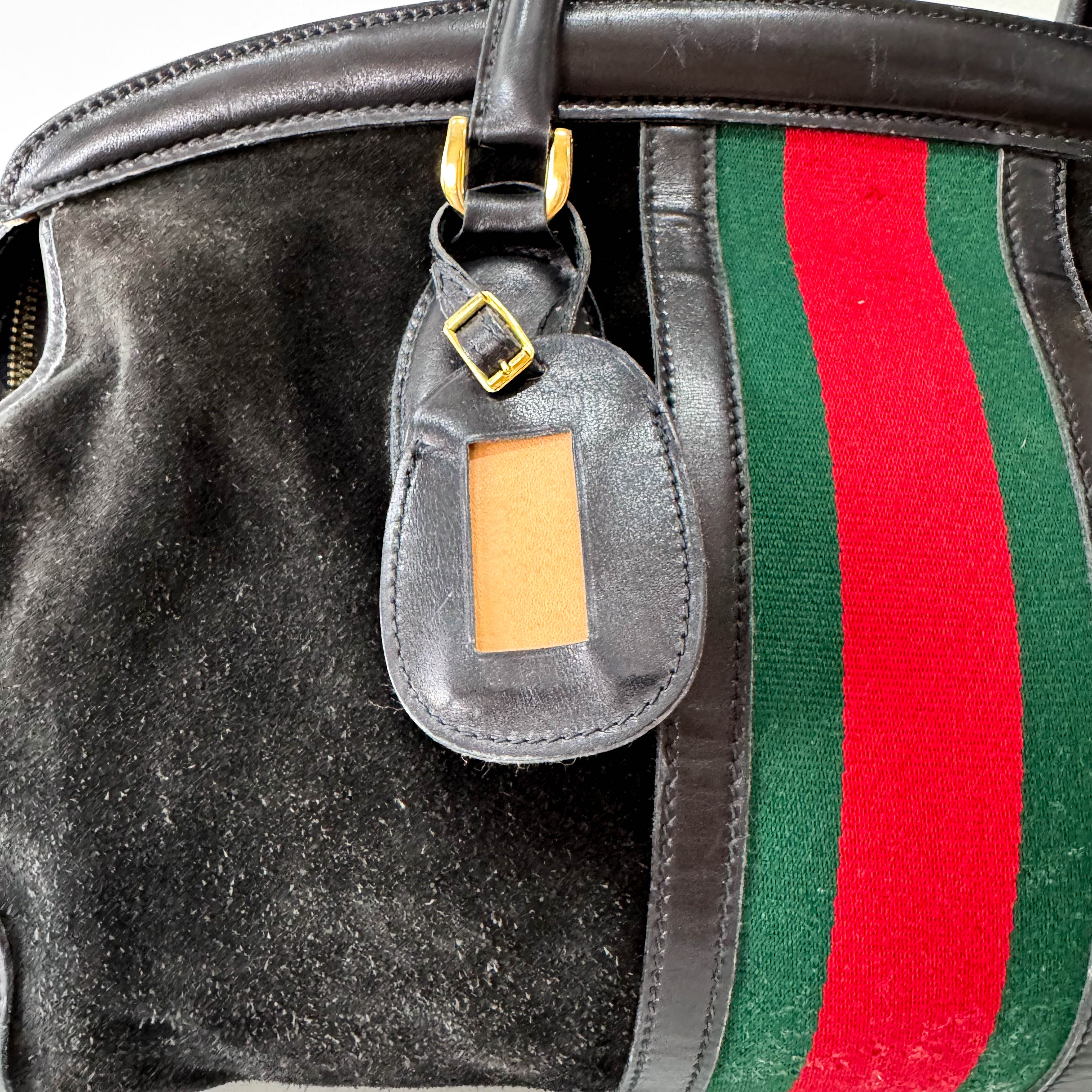 Sherry Black Suede Boston Bag