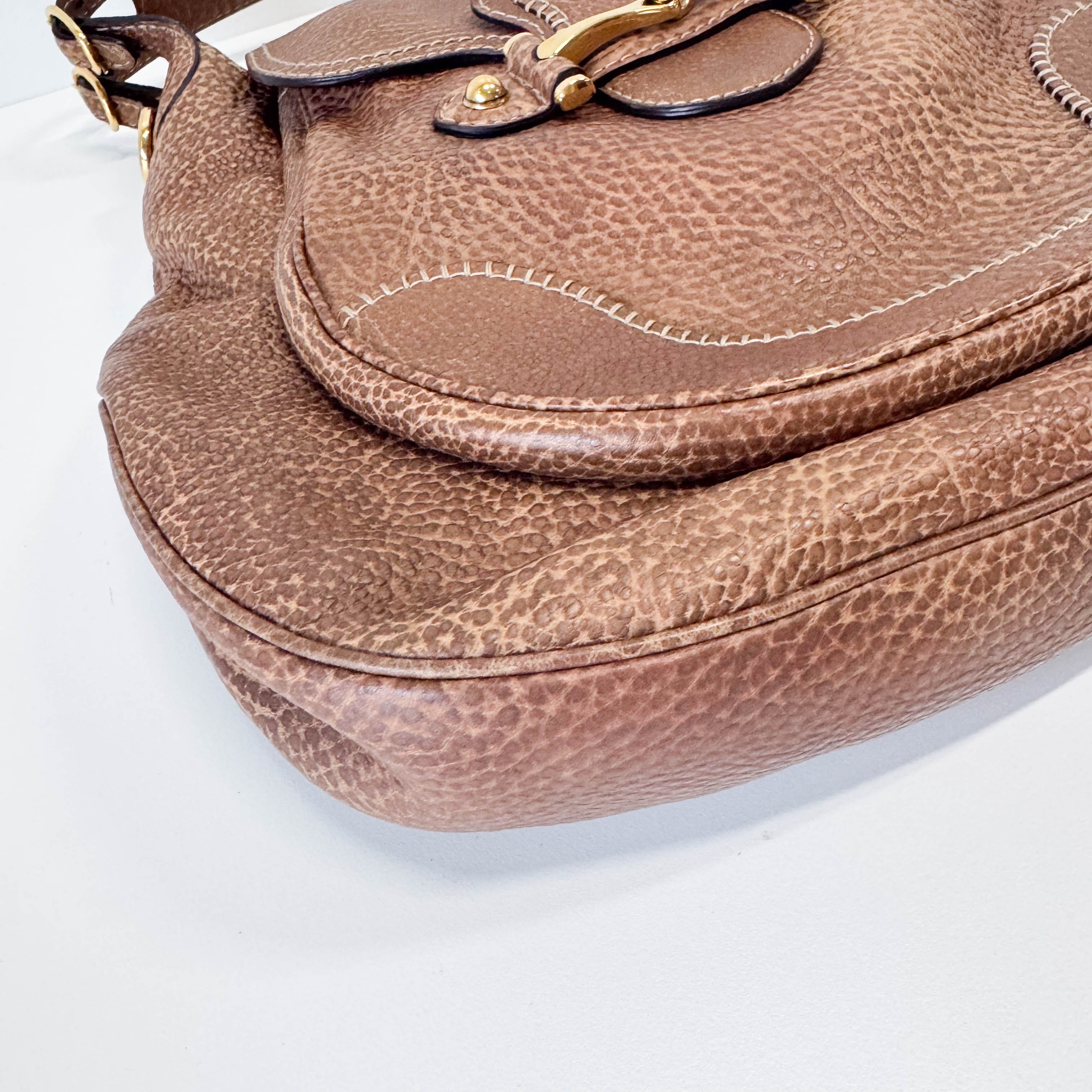 Horsebit Brown Leather Shoulder Bag