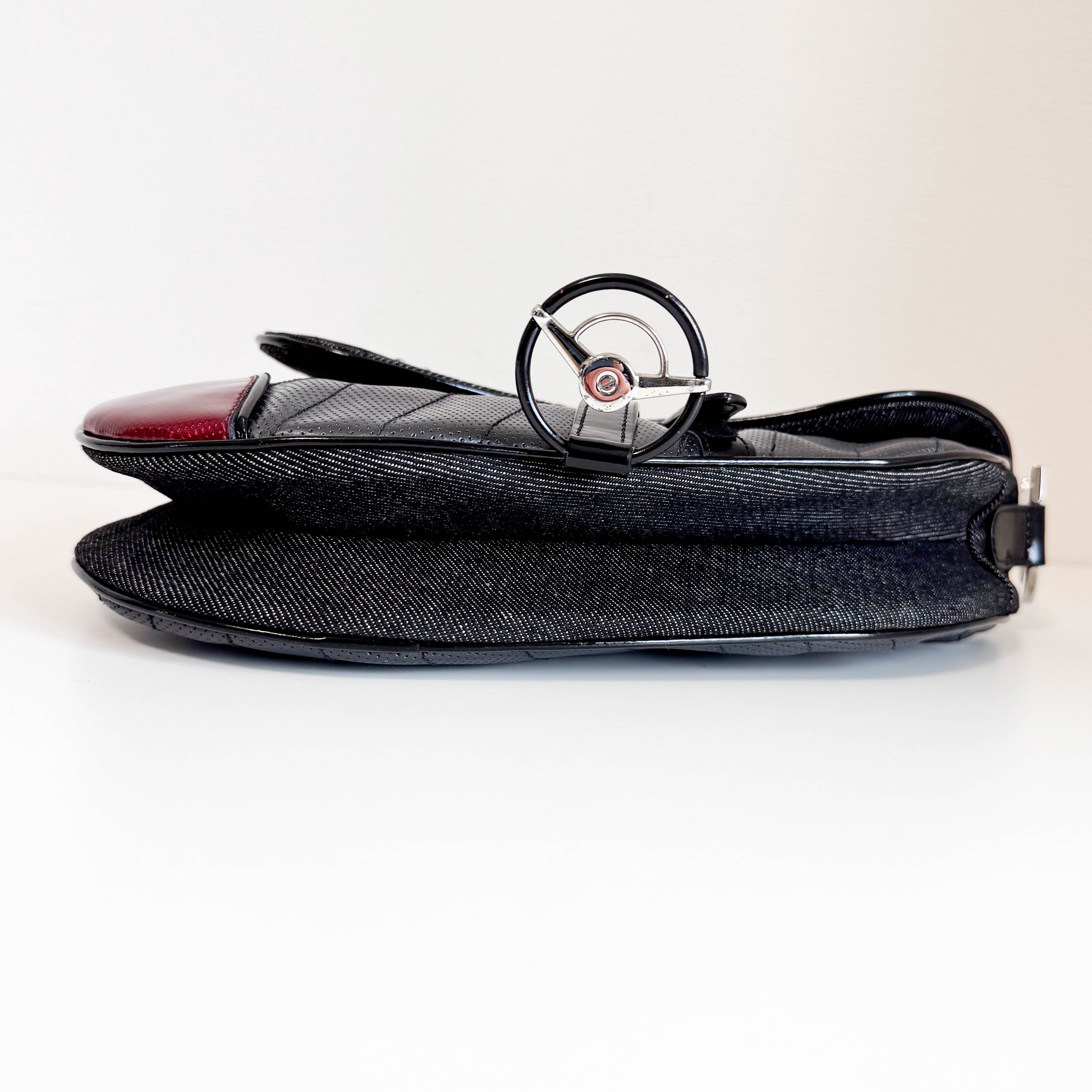Cadillac Saddle Black Denim Shoulder Bag 2001