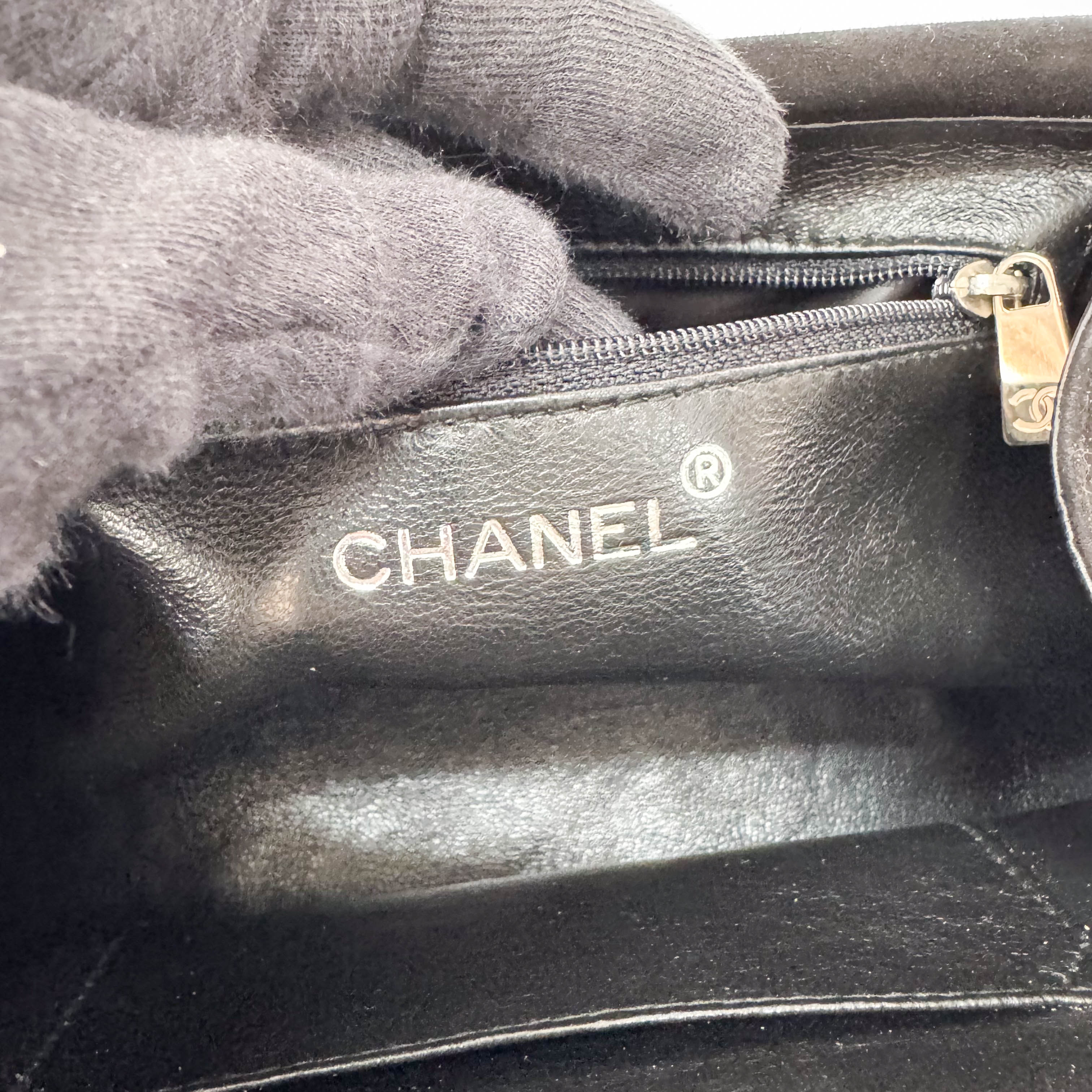 Black Suede Silver Metal Top Handle Bag