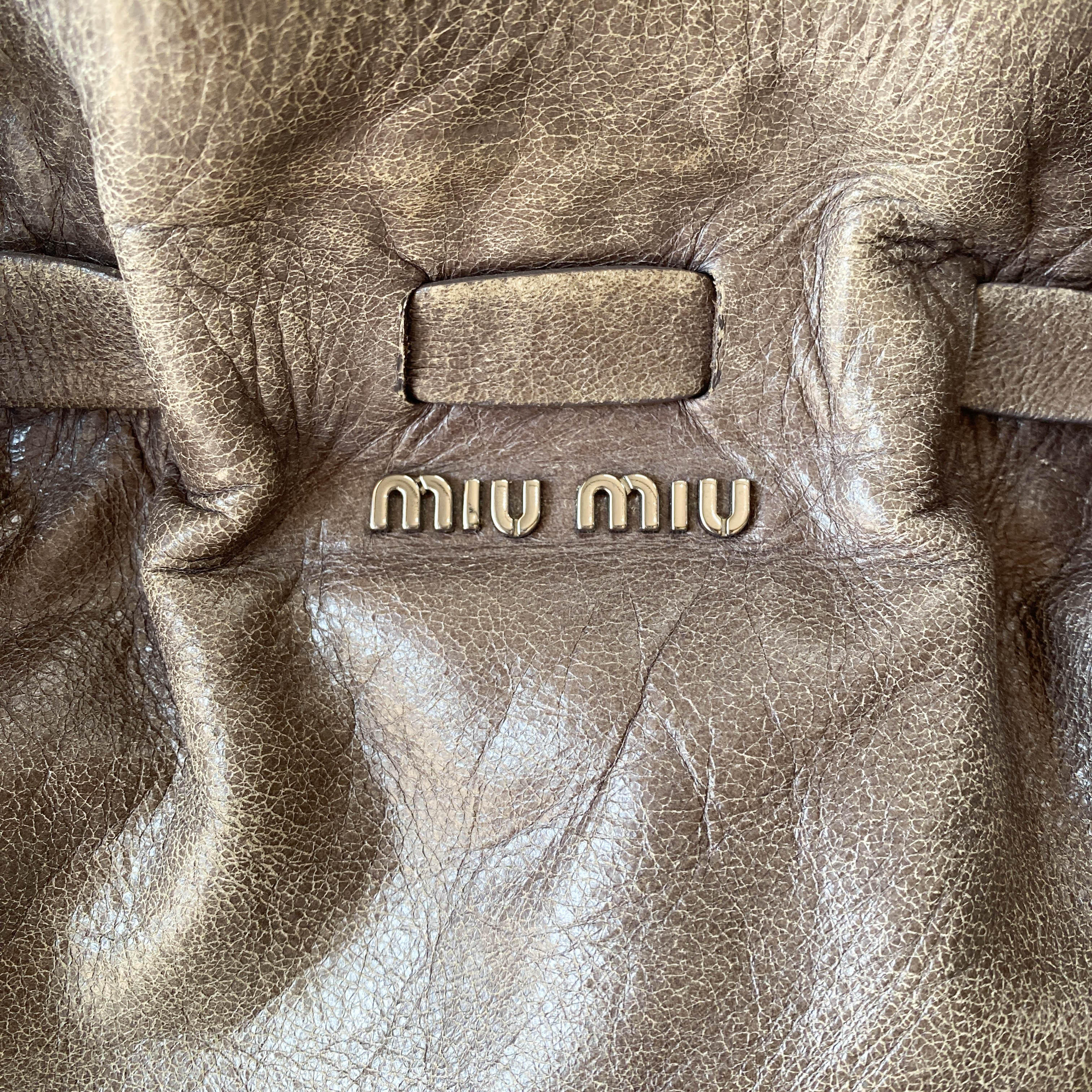 Vitello Lux Grey Calfskin Leather Shoulder Bag