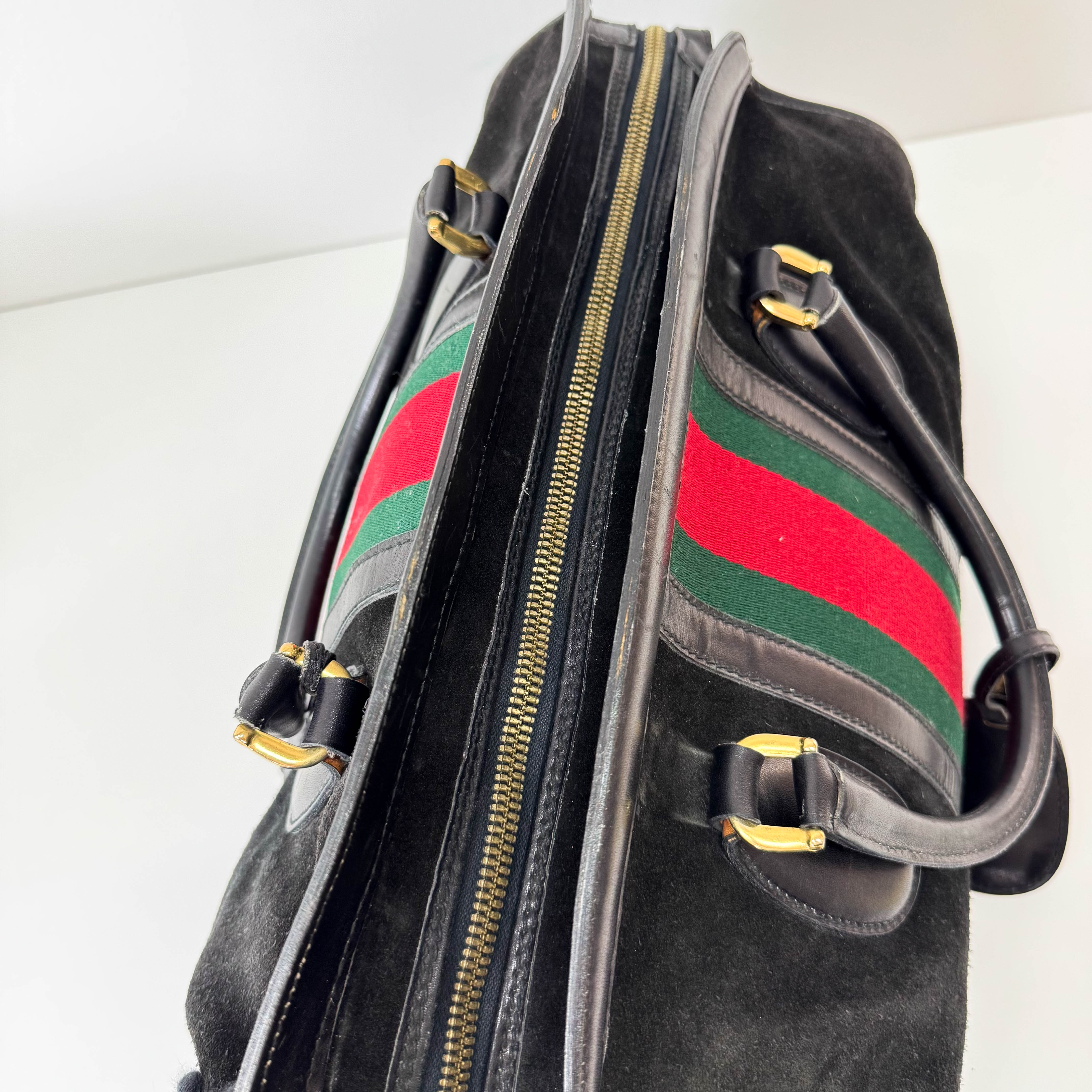 Sherry Black Suede Boston Bag