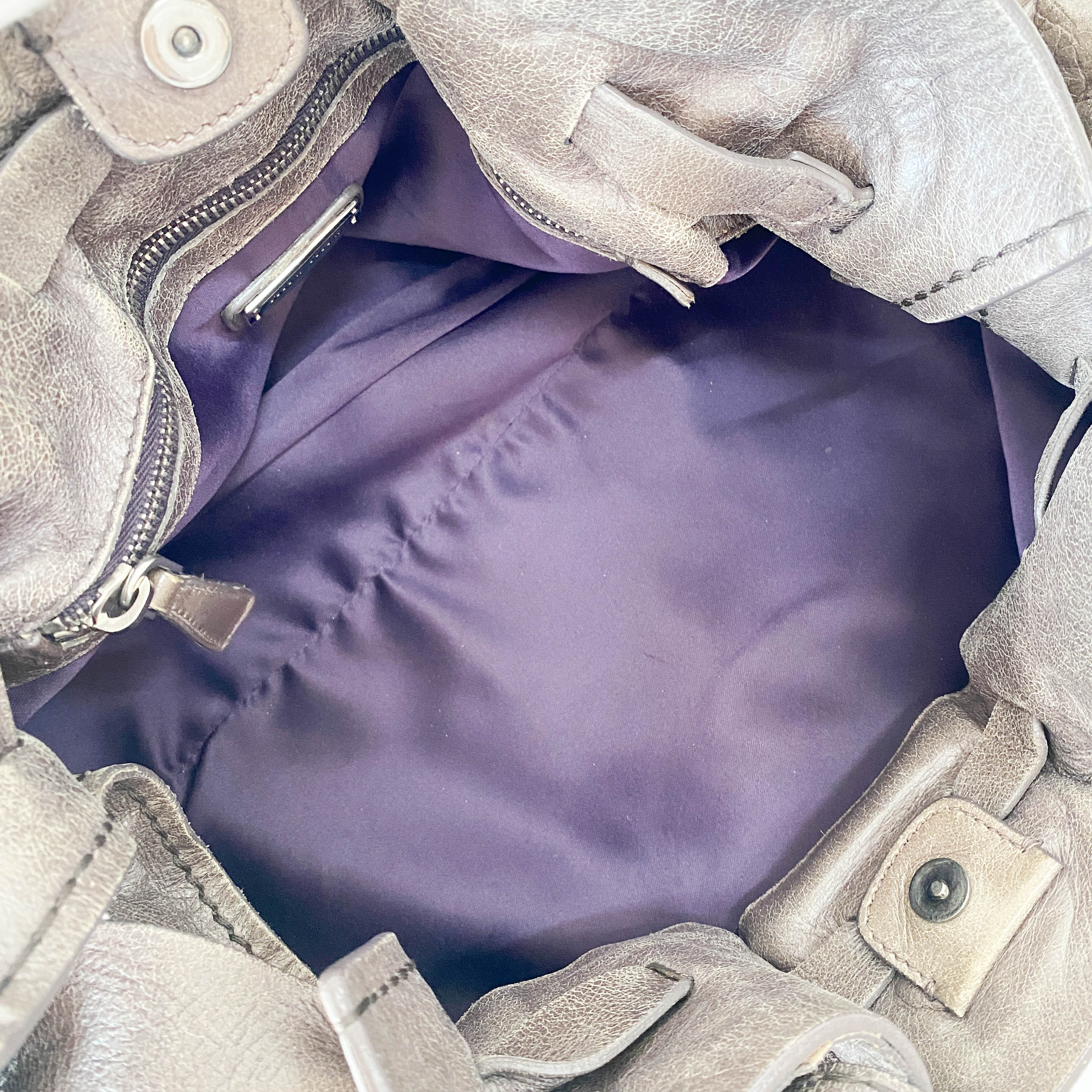 Vitello Lux Grey Calfskin Leather Shoulder Bag