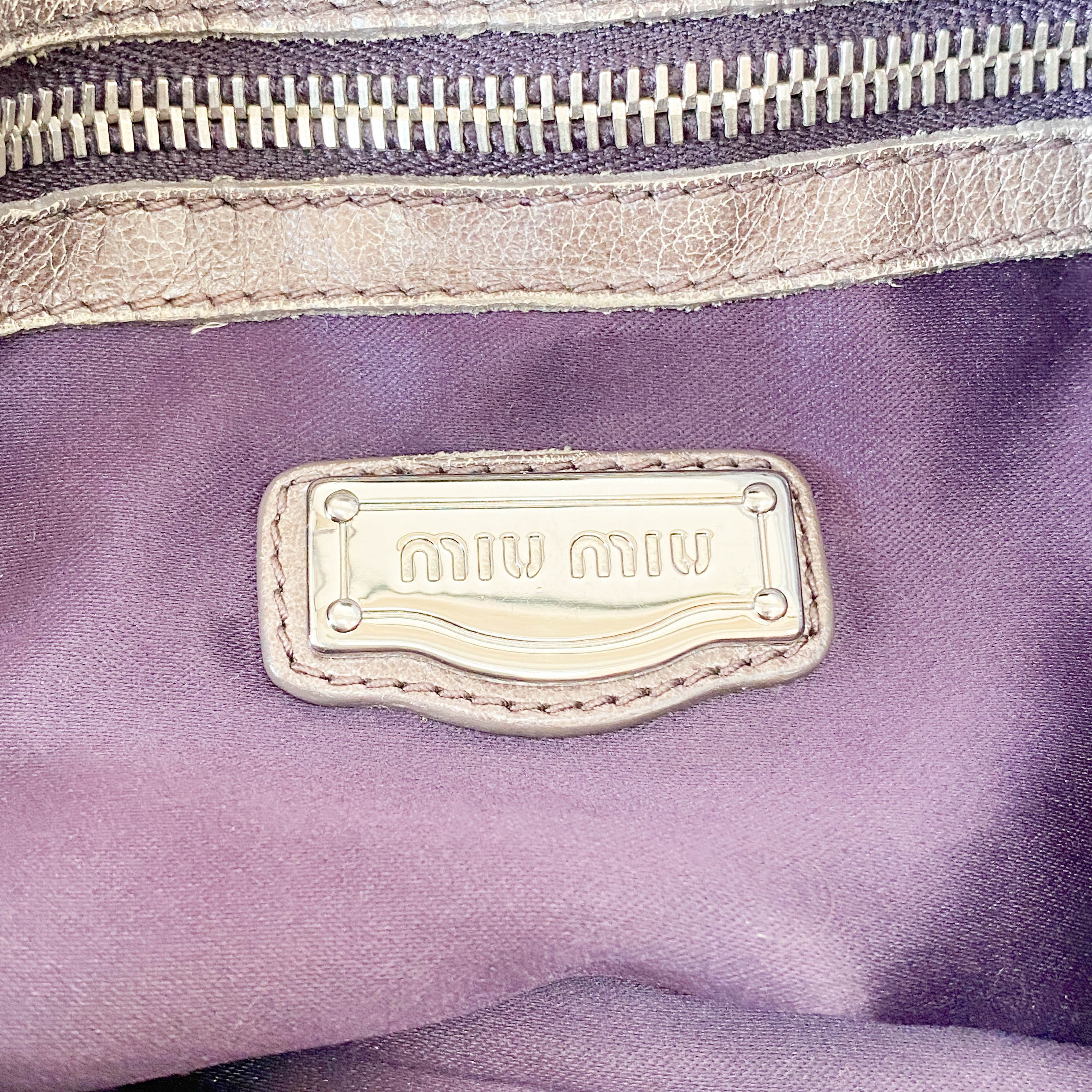 Vitello Lux Grey Calfskin Leather Shoulder Bag