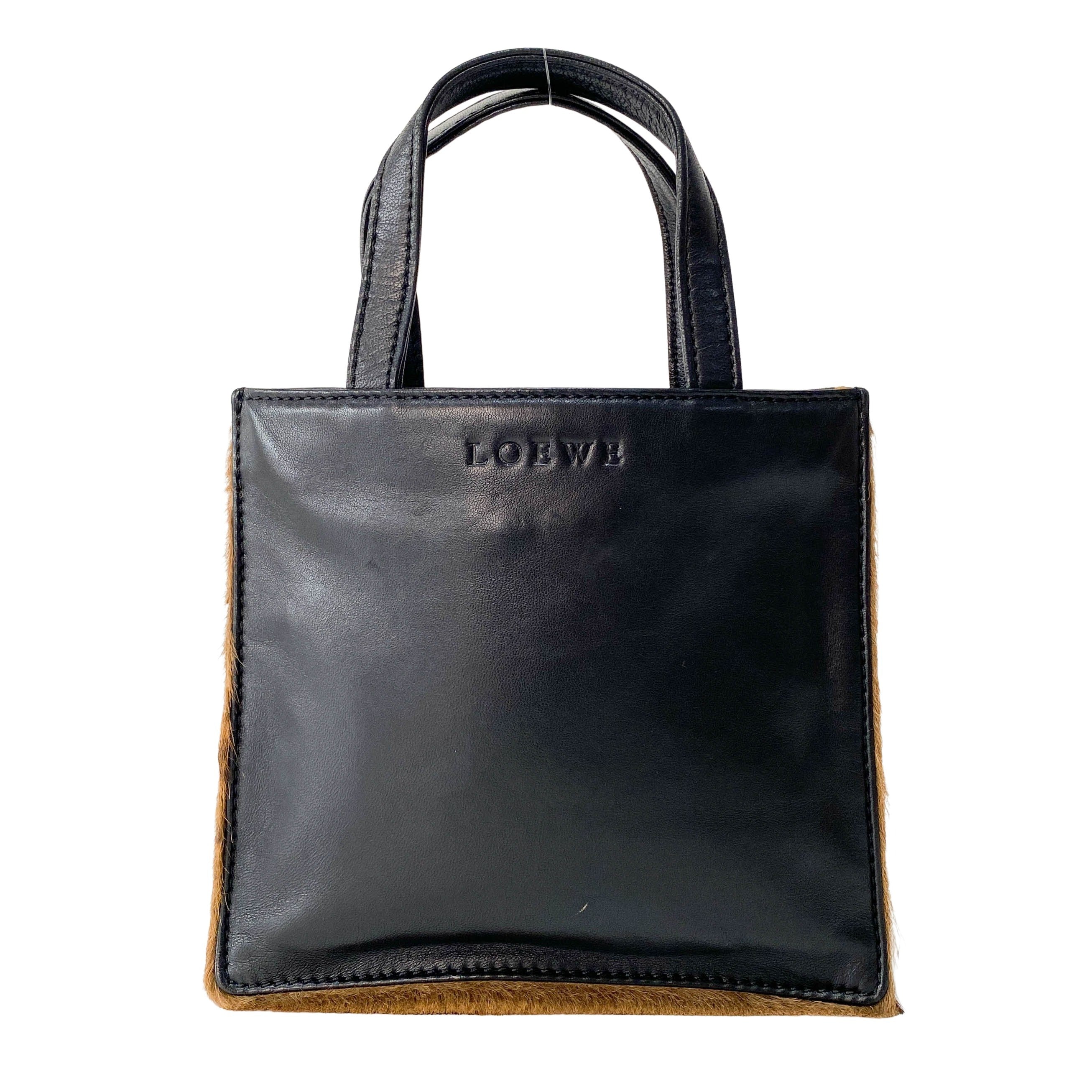 Pony Hair/Leather Black Handle Bag