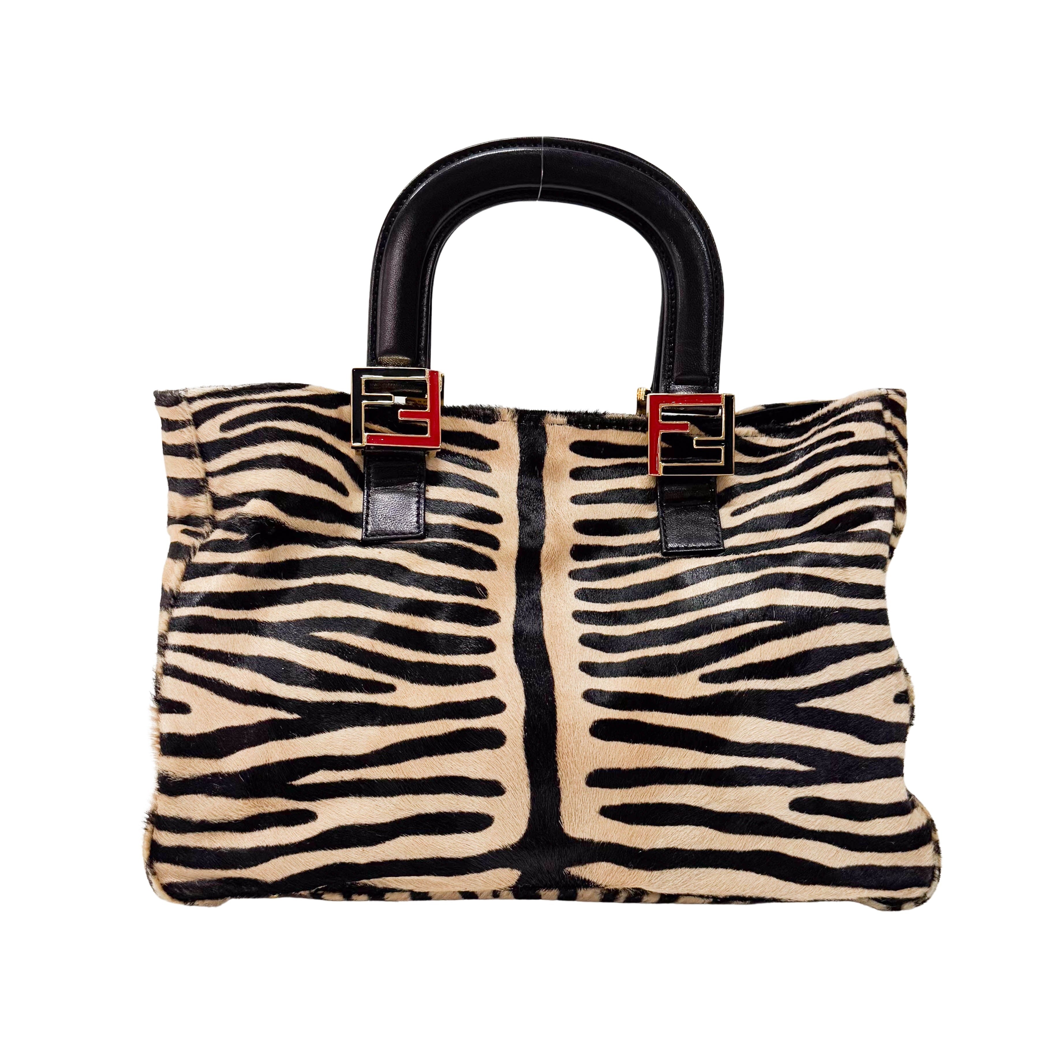 Yellow Zebra Print Pony Hair Handbag