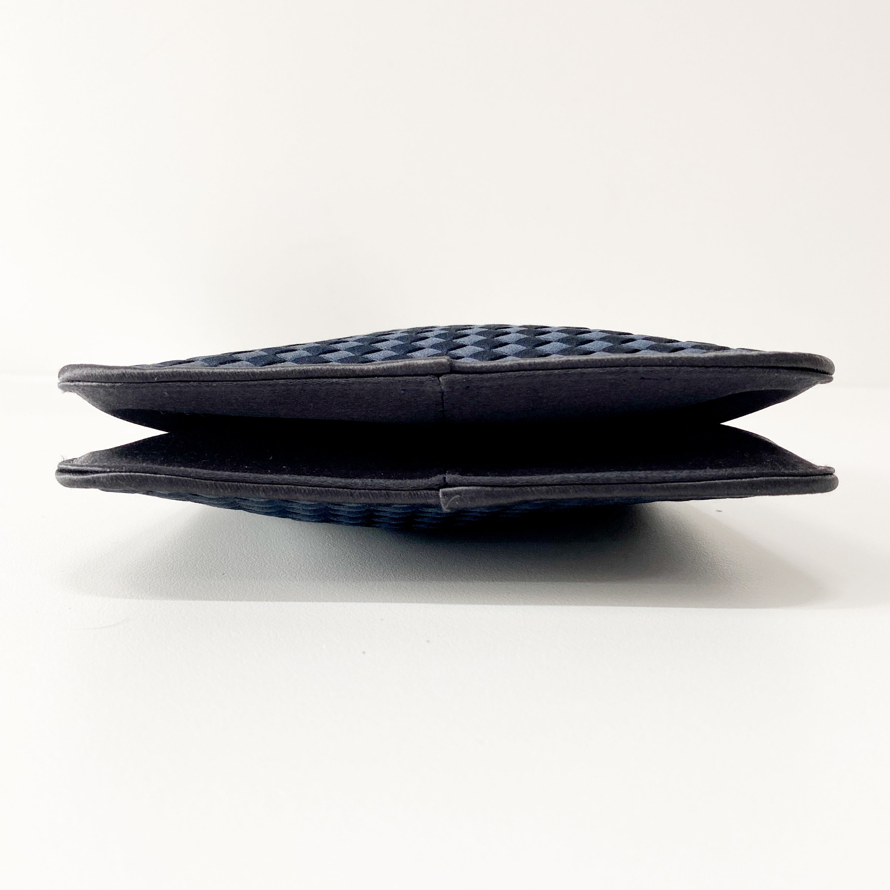 Petroleum Dark Navy Satin Intrecciato Beaded Handle