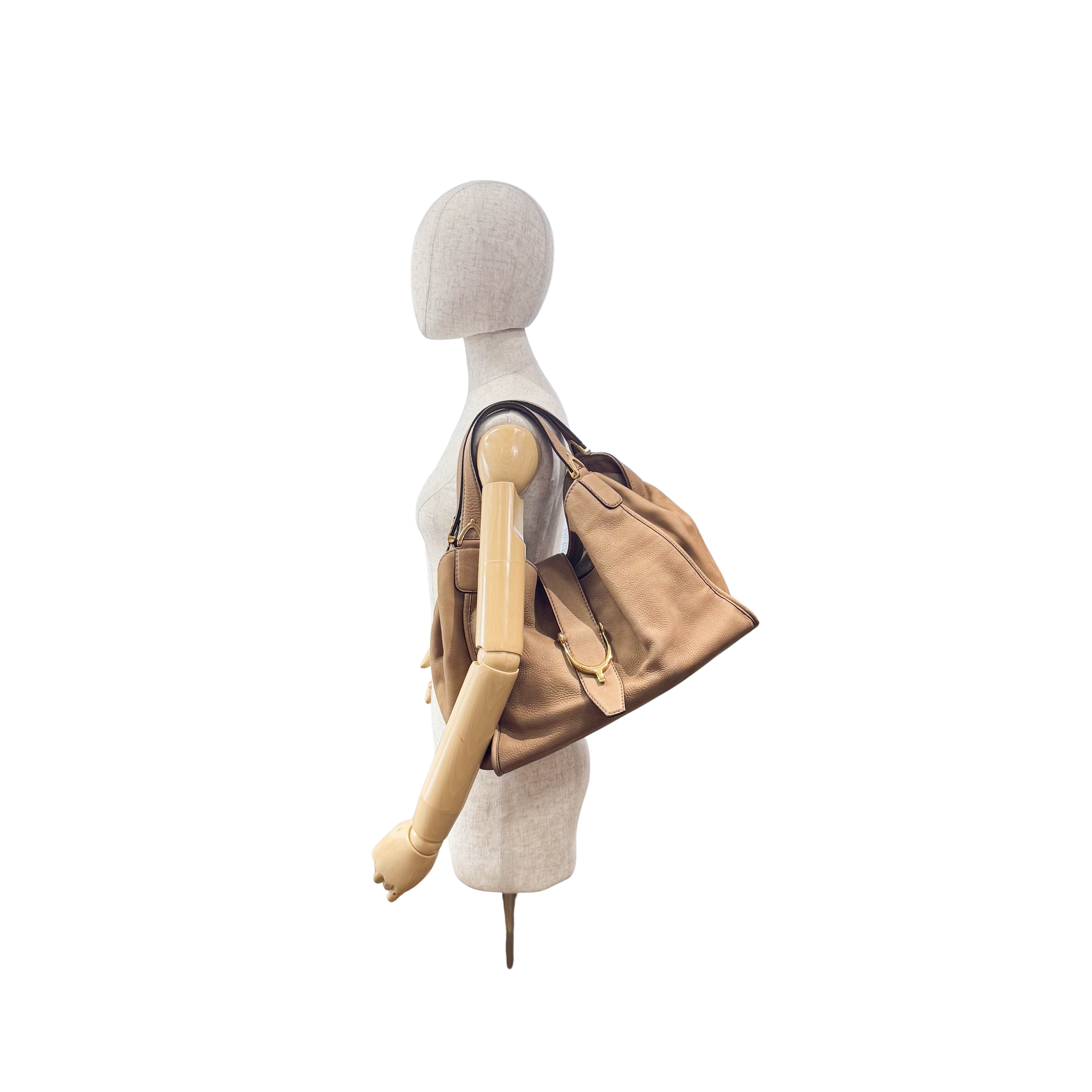 Stirrup Brown Nubuck Leather Shoulder Bag