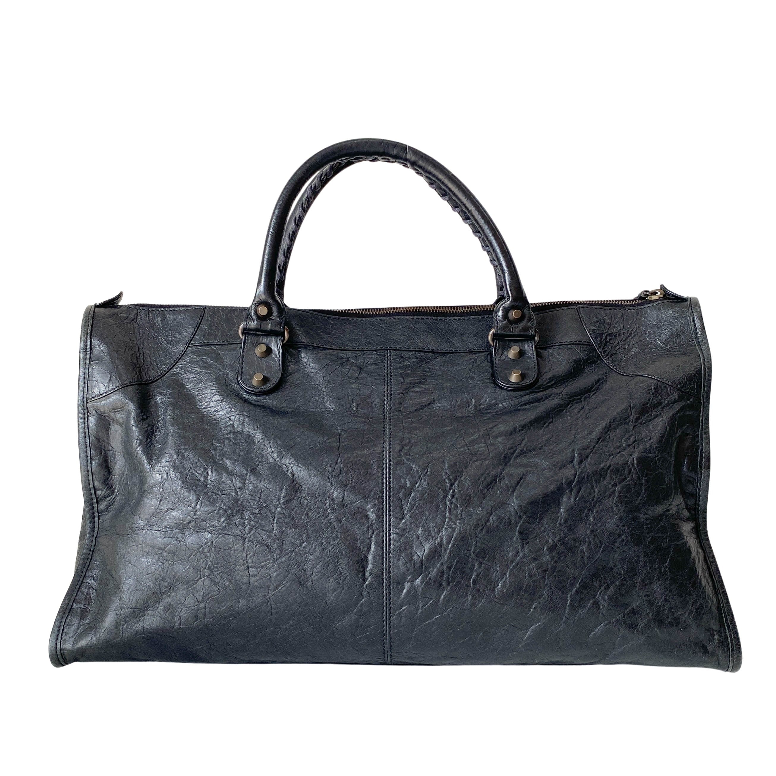 The Work Black Lambskin Leather Handle Bag