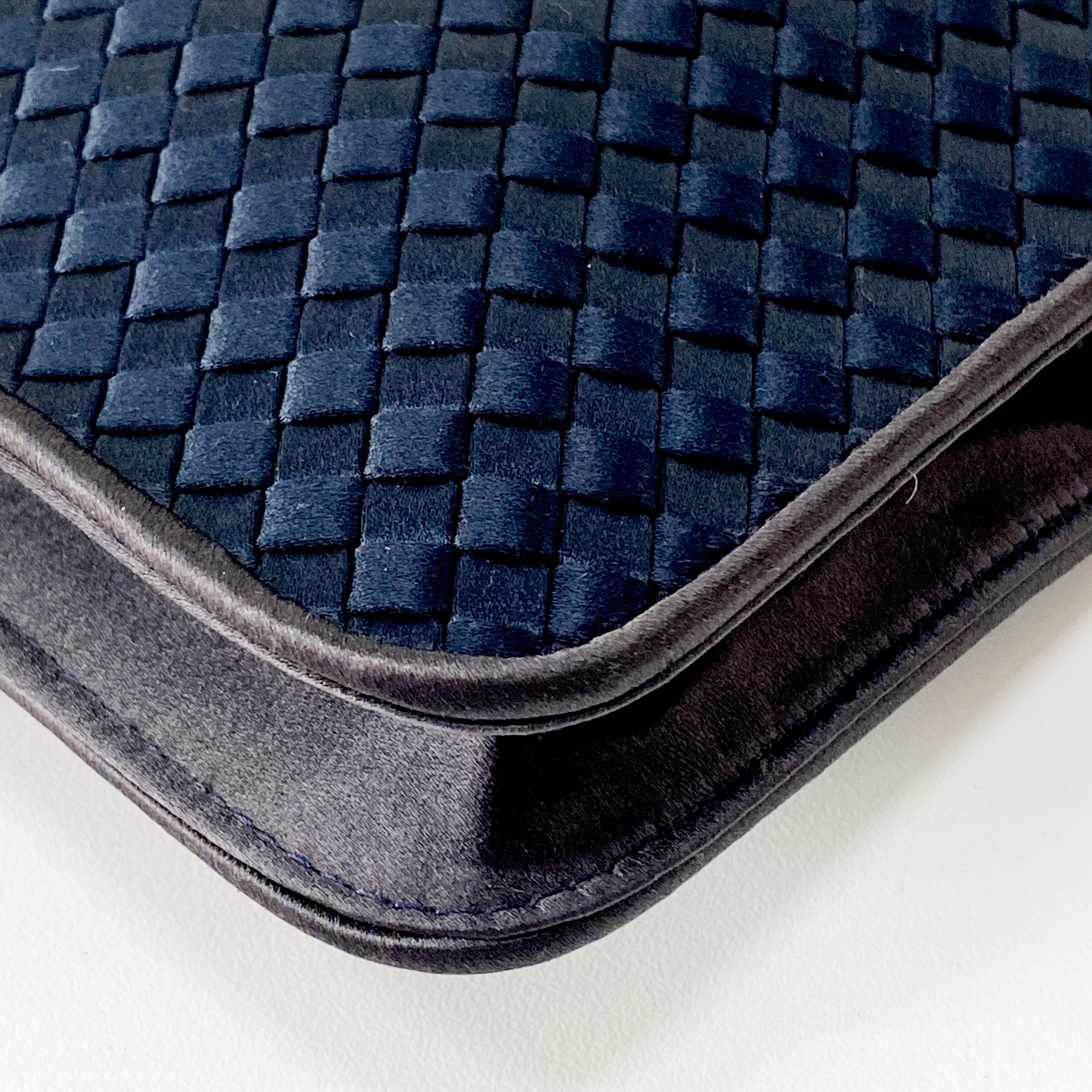 Petroleum Dark Navy Satin Intrecciato Beaded Handle